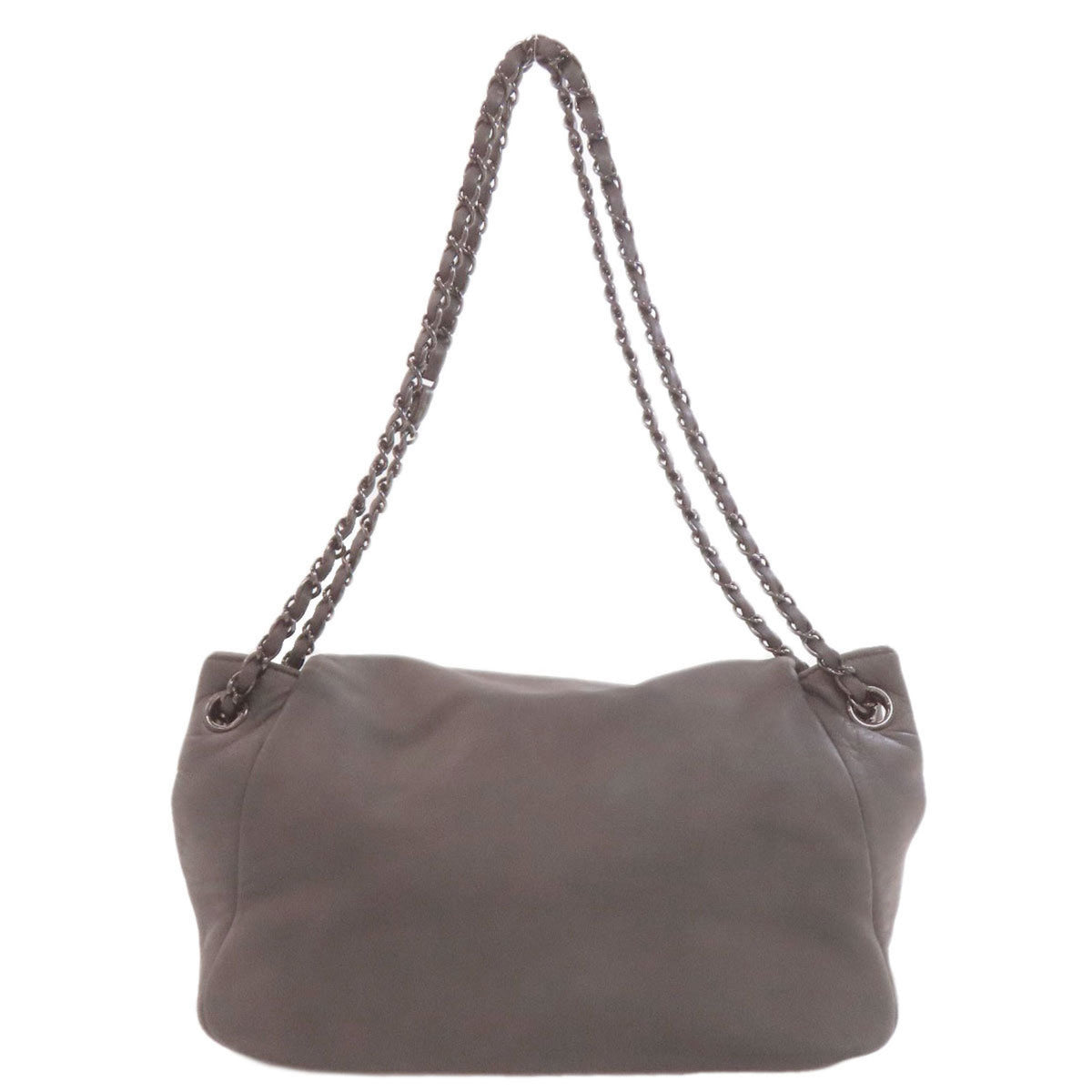 Chanel Dark Gray Leather Shoulder Bag (Pre-Owned)