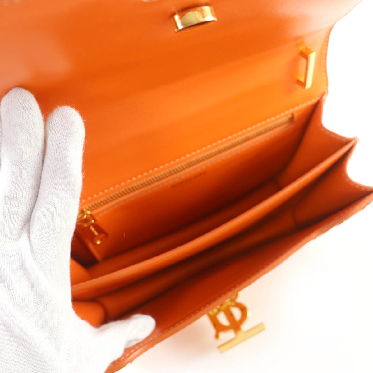 Burberry Orange Leather Clutch Bag Shoulder Bag (Pre-Owned)