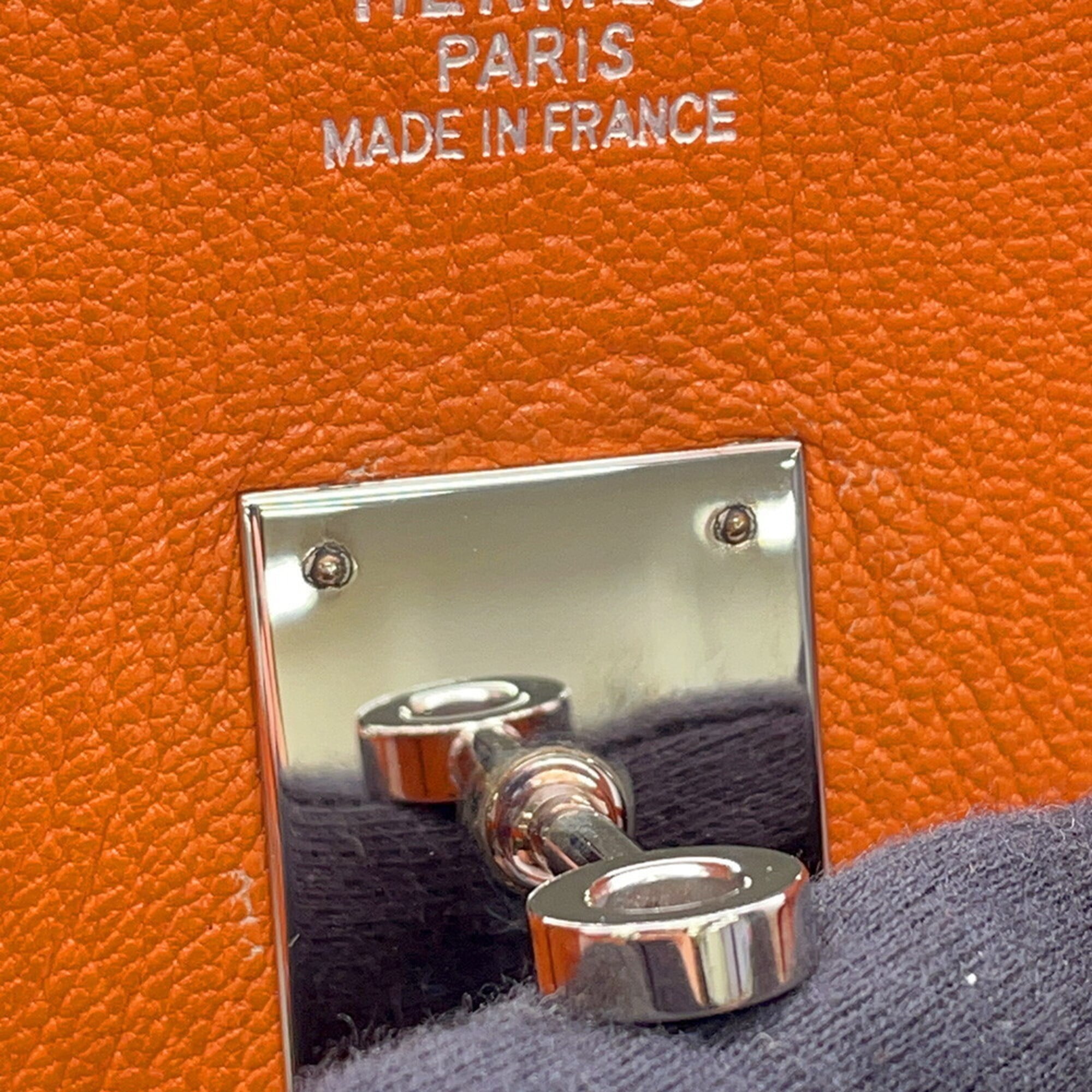Hermes Birkin Orange Chevre Myzore Leather Handbag (Pre-Owned)