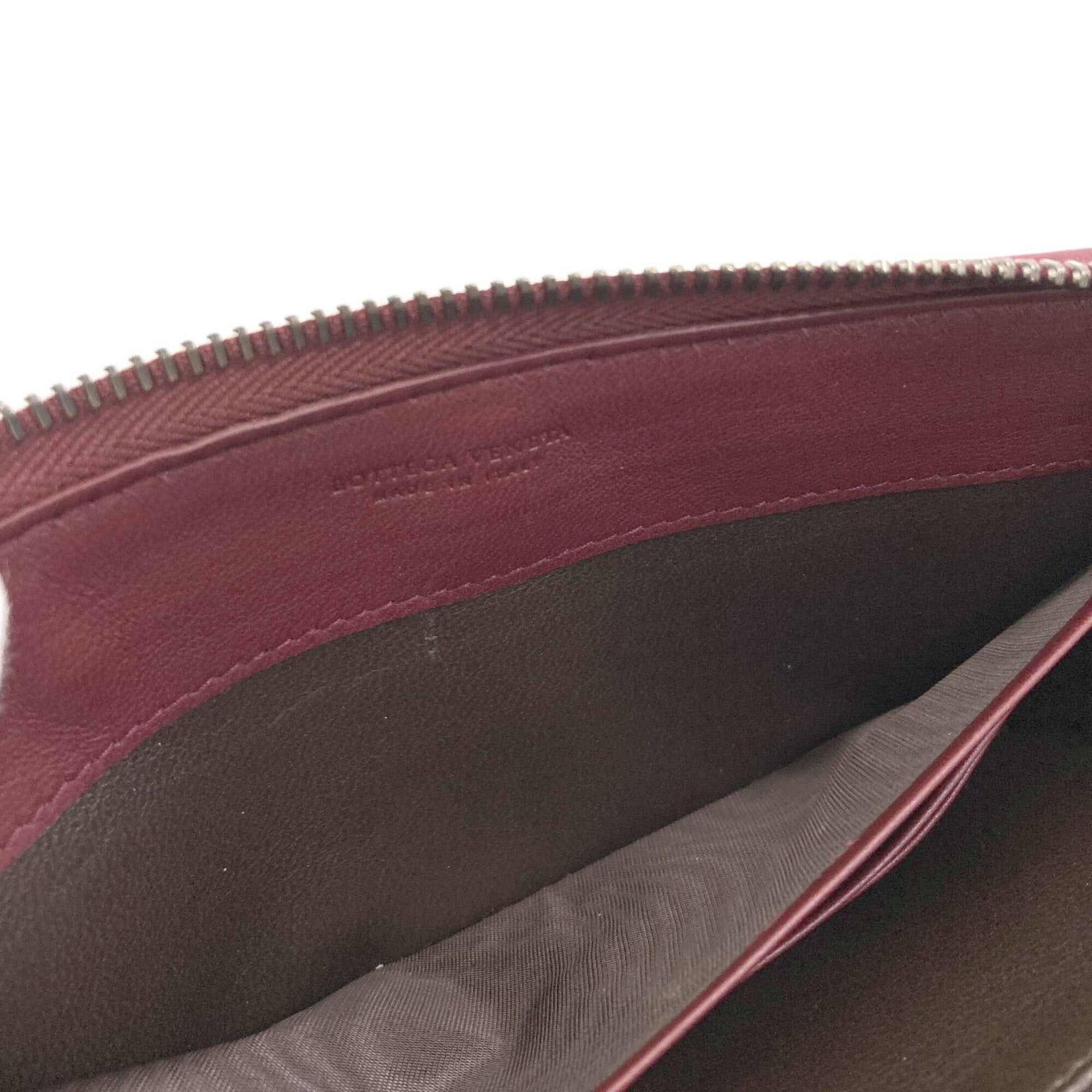 Bottega Veneta Bordeaux Leather Long Wallet (Bi-Fold) (Pre-Owned)
