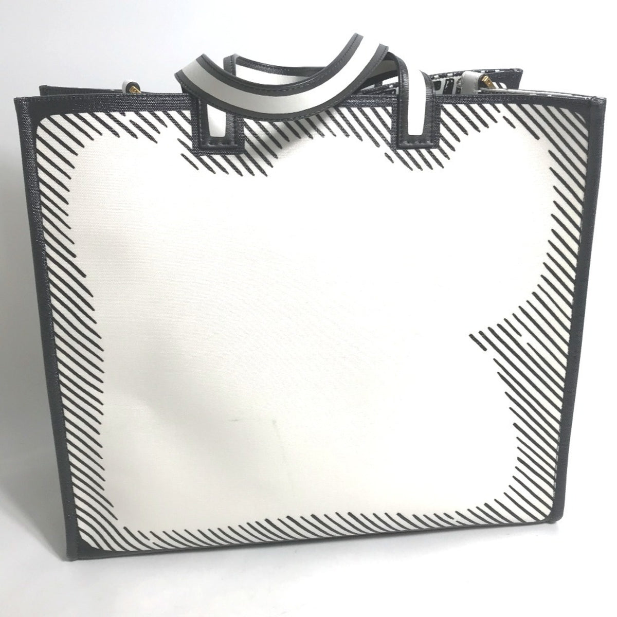 Fendi Black White Coated Canvas Handbag Tote Bag (Pre-Owned)