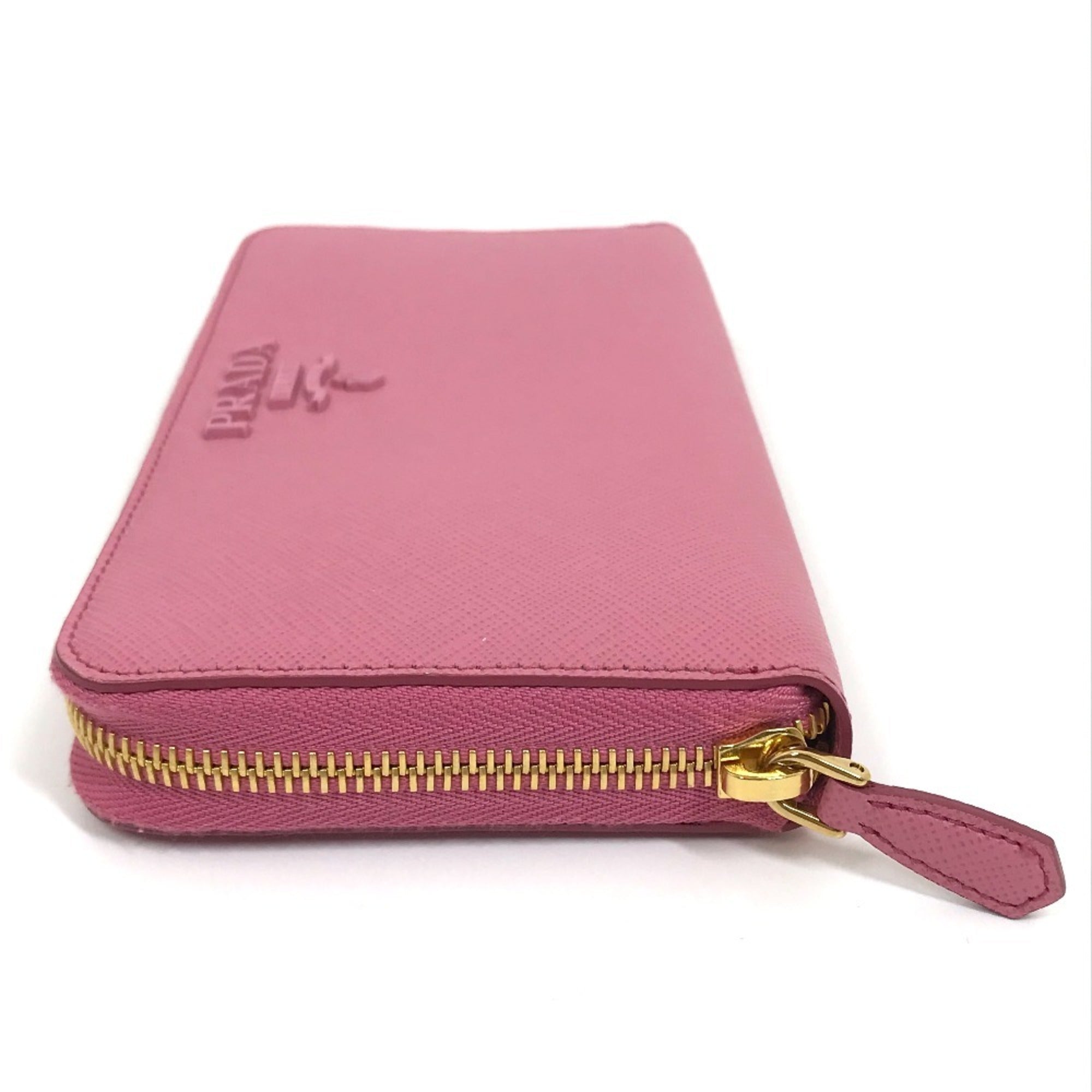 Prada Saffiano Begonia Pink Leather Long Wallet (Bi-Fold) (Pre-Owned)