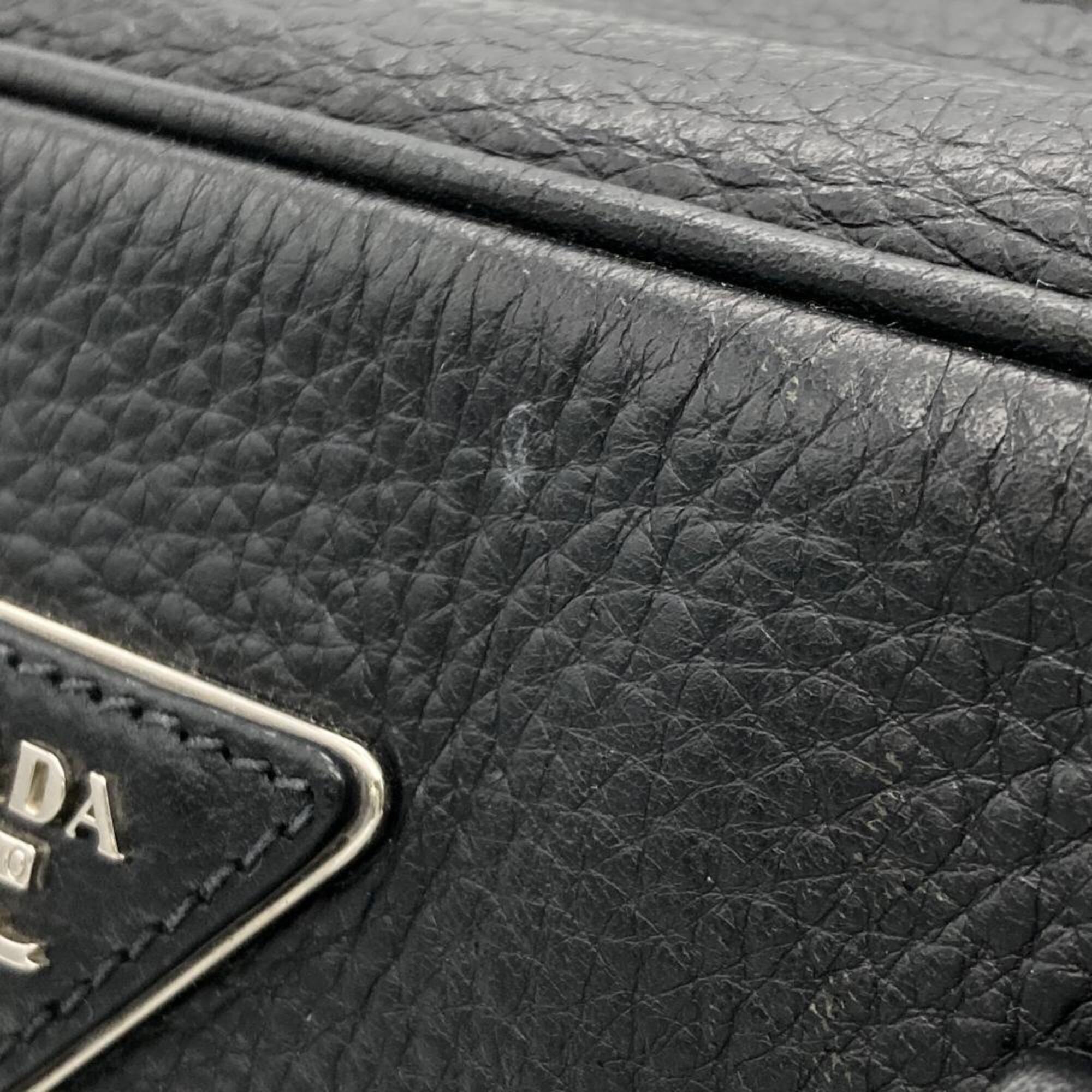Prada Black Leather Handbag Shoulder Bag (Pre-Owned)