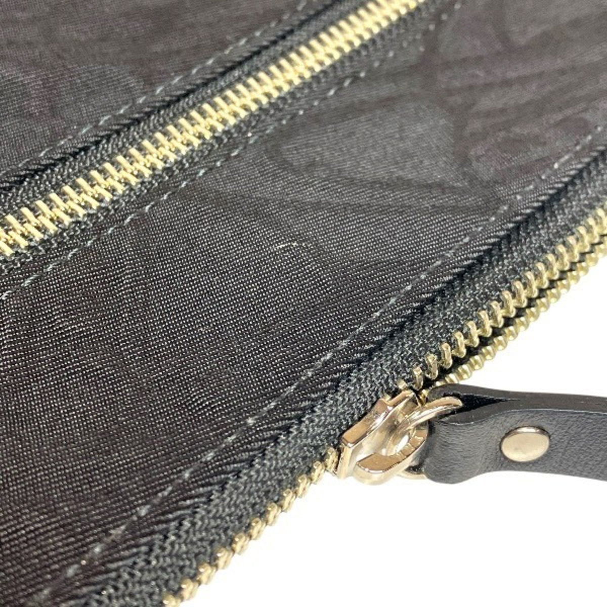 Vivienne Westwood Black Leather Nylon Clutch Bag Handbag (Pre-Owned)