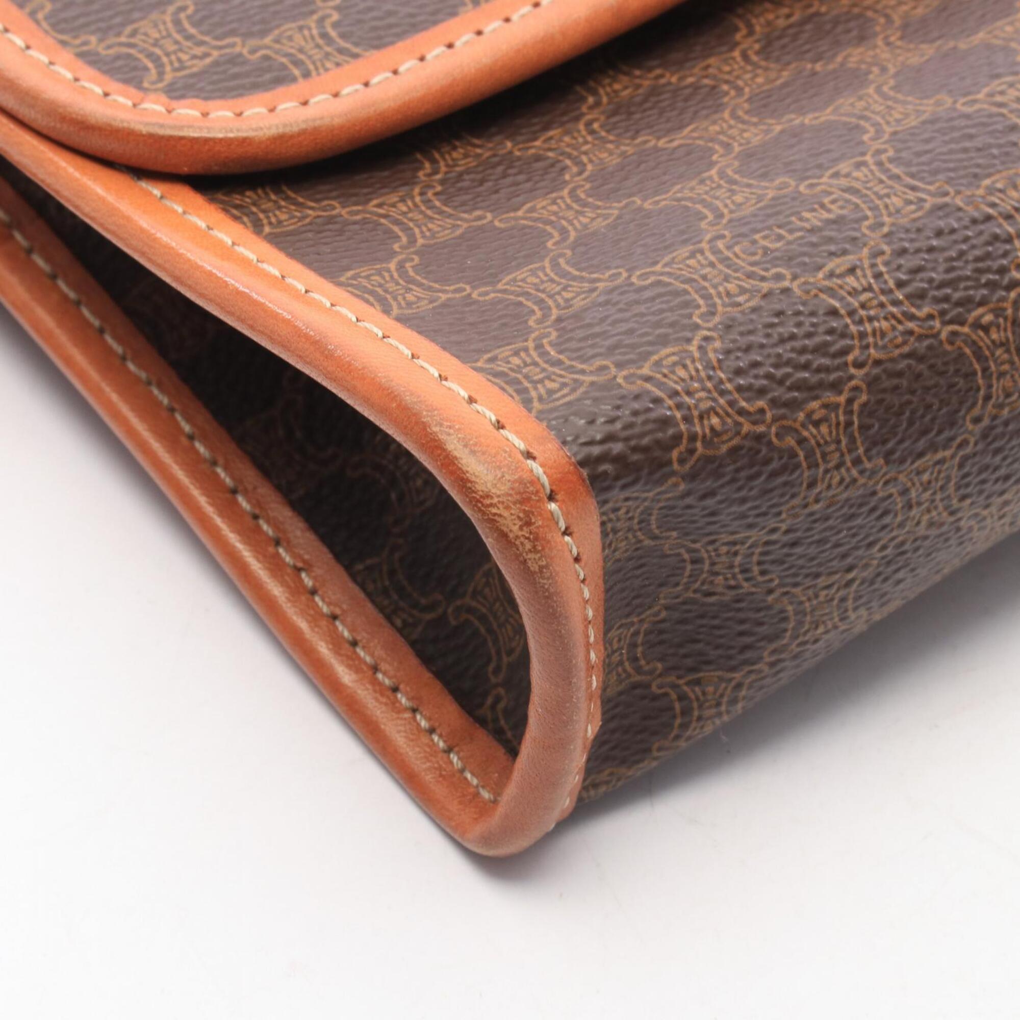 Celine Brown Coated Canvas Pvc Leather Handbag Shoulder Bag (Pre-Owned)
