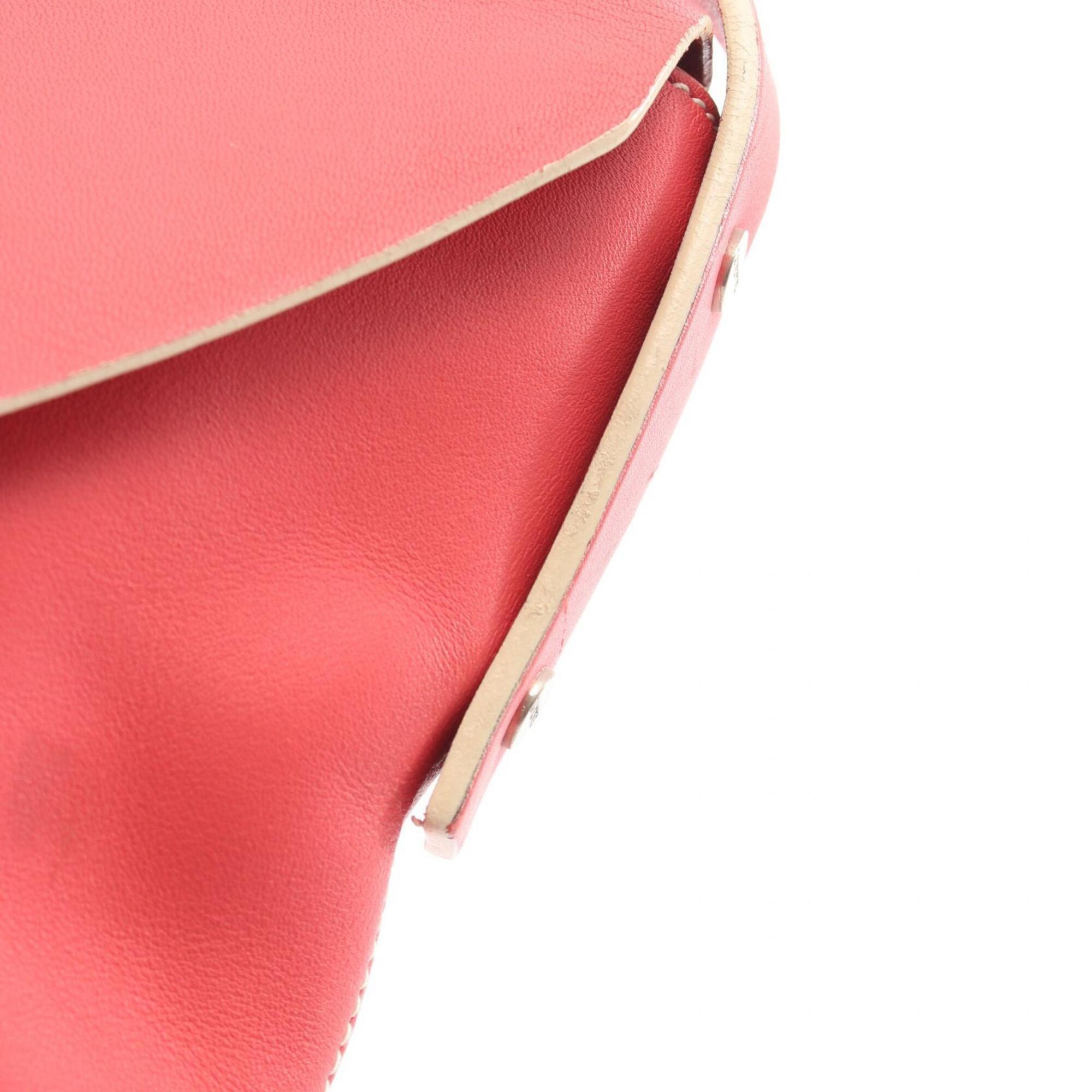 Loewe Red Color Leather Handbag Shoulder Bag (Pre-Owned)