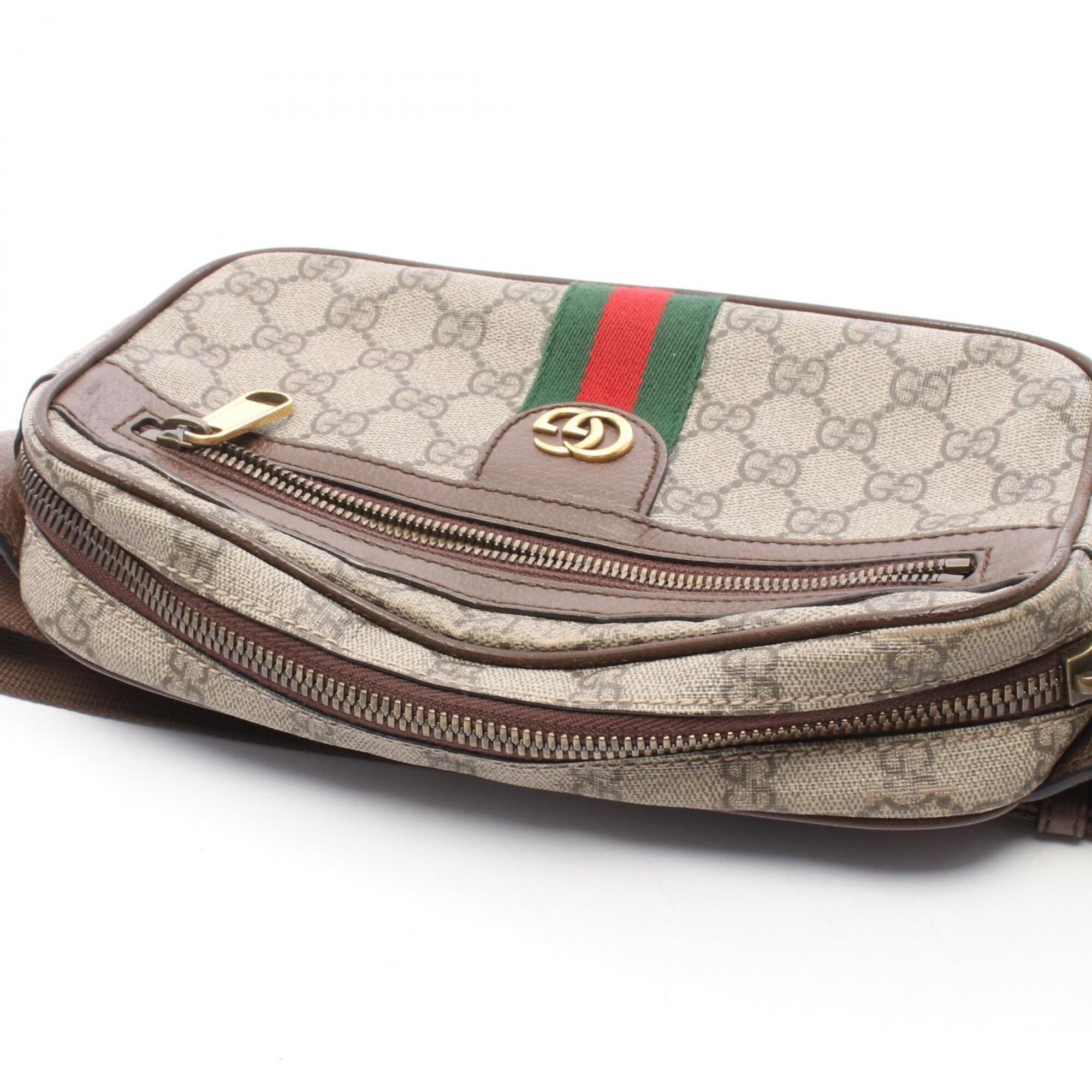 Gucci Beige Brown Gg Supreme Fanny Pack Handbag (Pre-Owned)