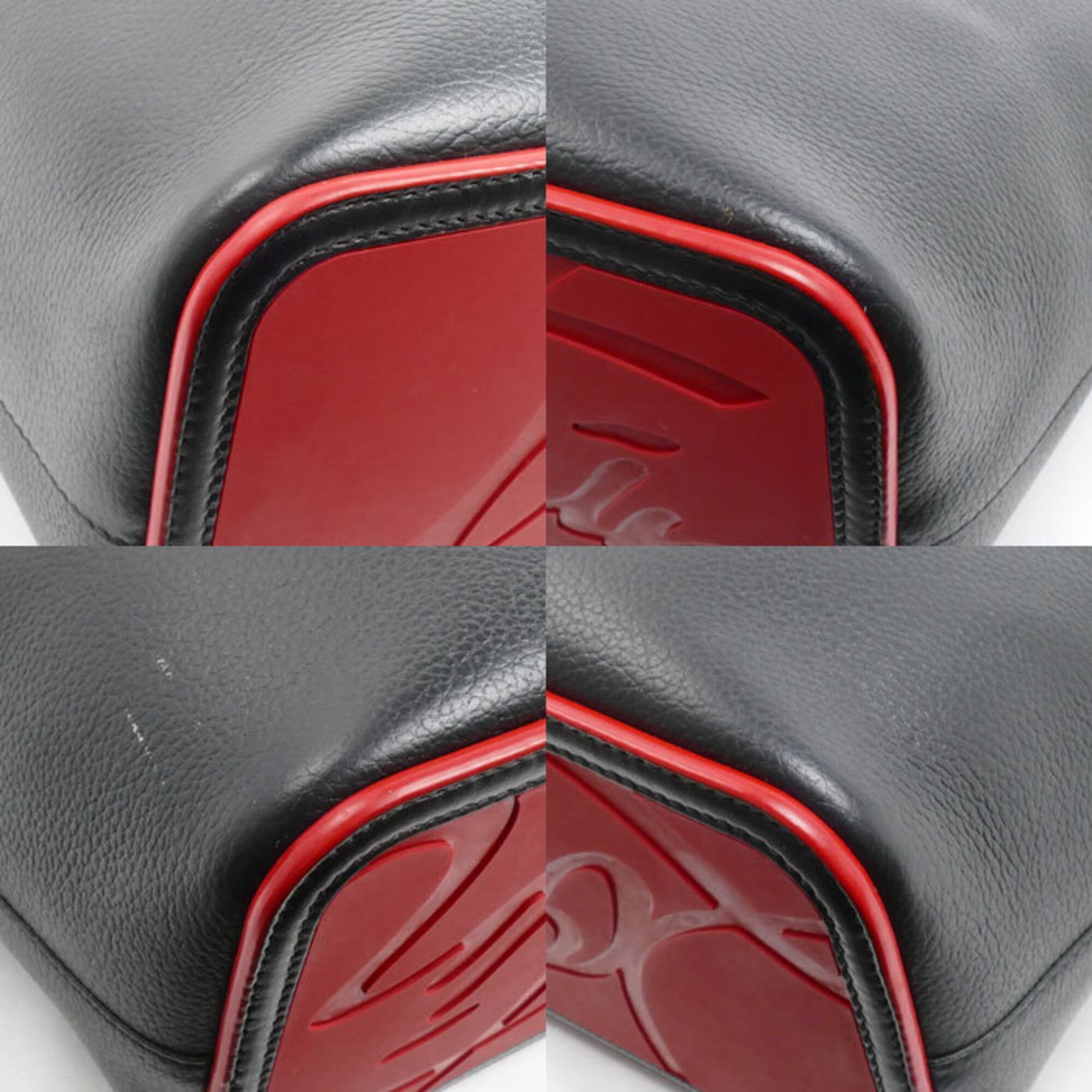 Christian Louboutin Black Red Color Leather Tote Bag (Pre-Owned)