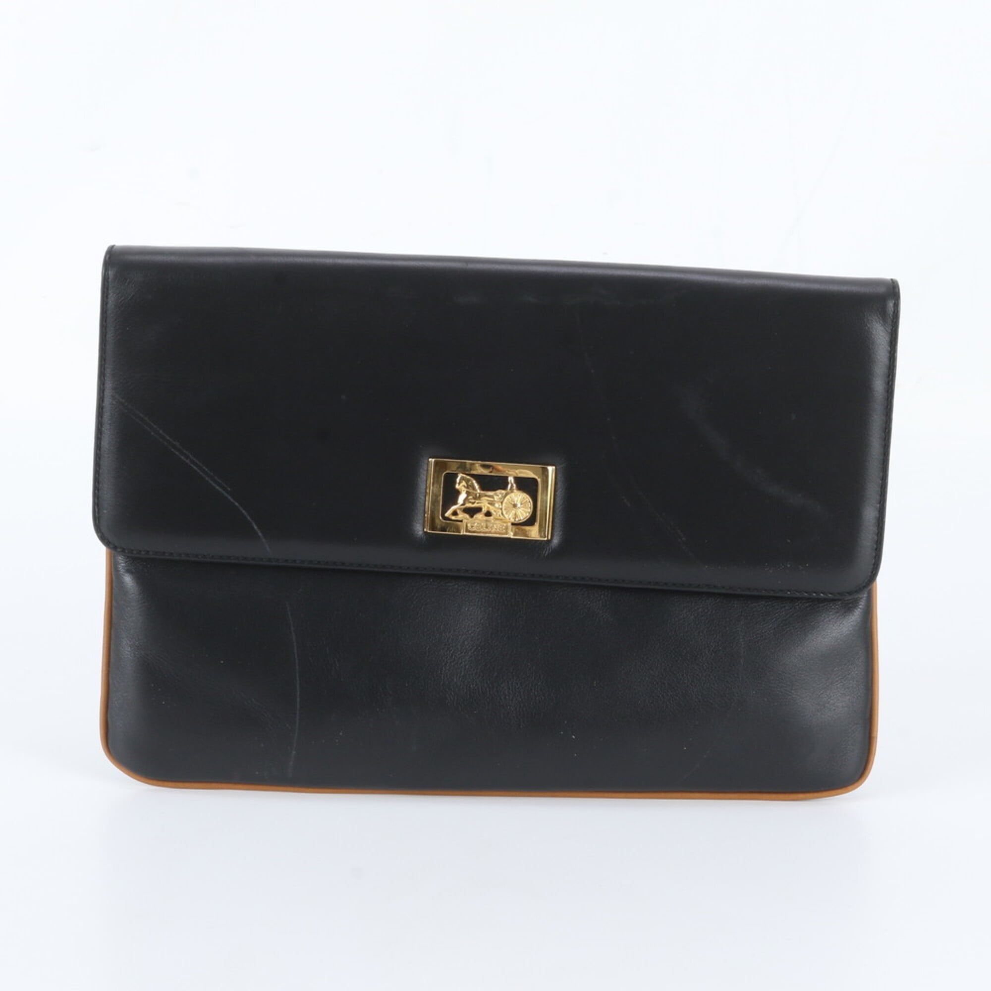 Celine Black Leather Clutch Bag Pouch (Pre-Owned)