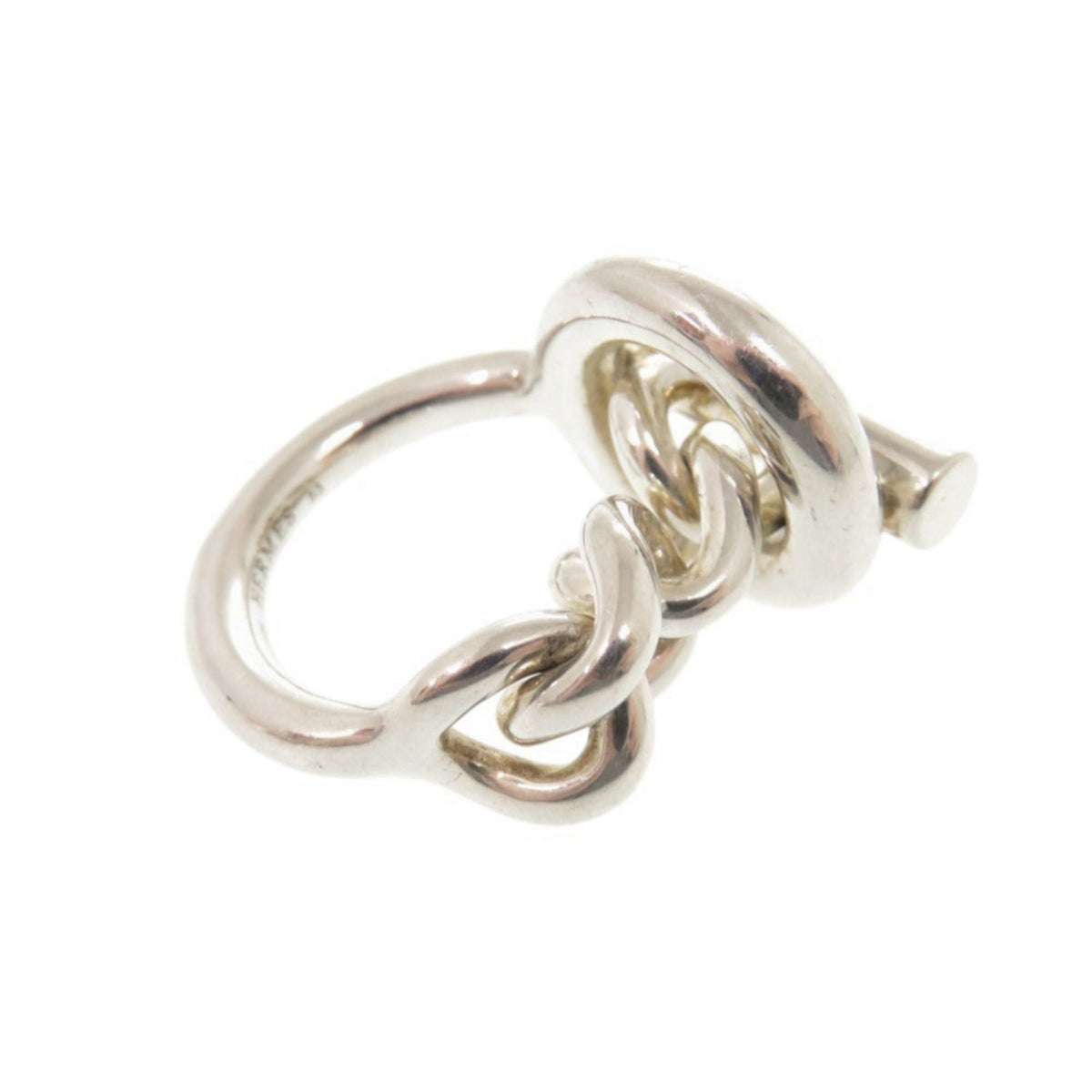 Hermes Silver Silver 925 Band Ring (Pre-Owned)