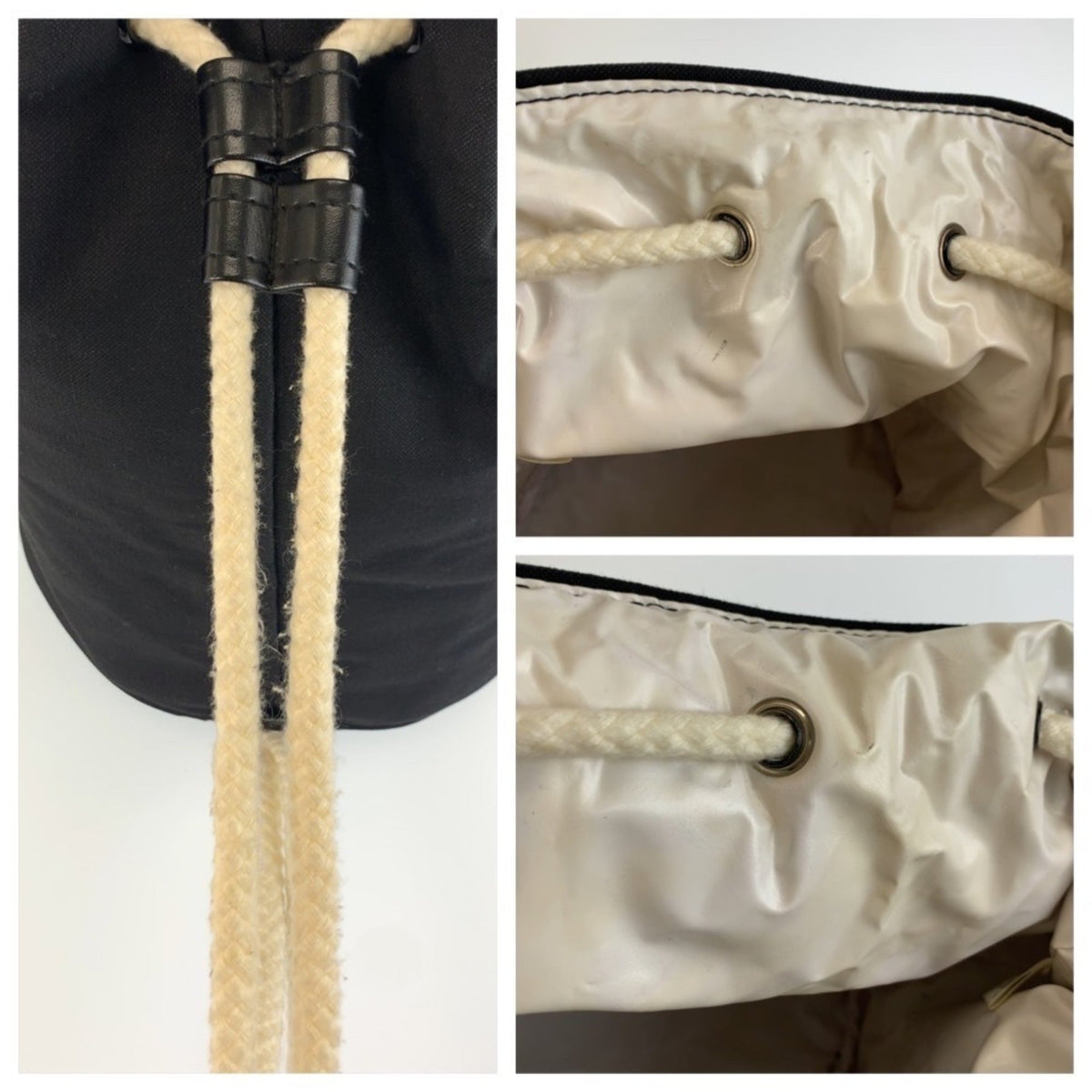 Chanel Black White Canvas Vinyl Shoulder Bag (Pre-Owned)