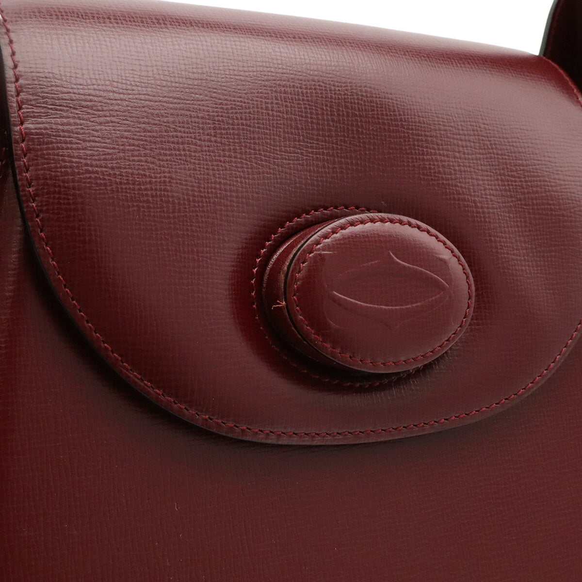 Cartier Bordeaux Red Color Leather Shoulder Bag (Pre-Owned)