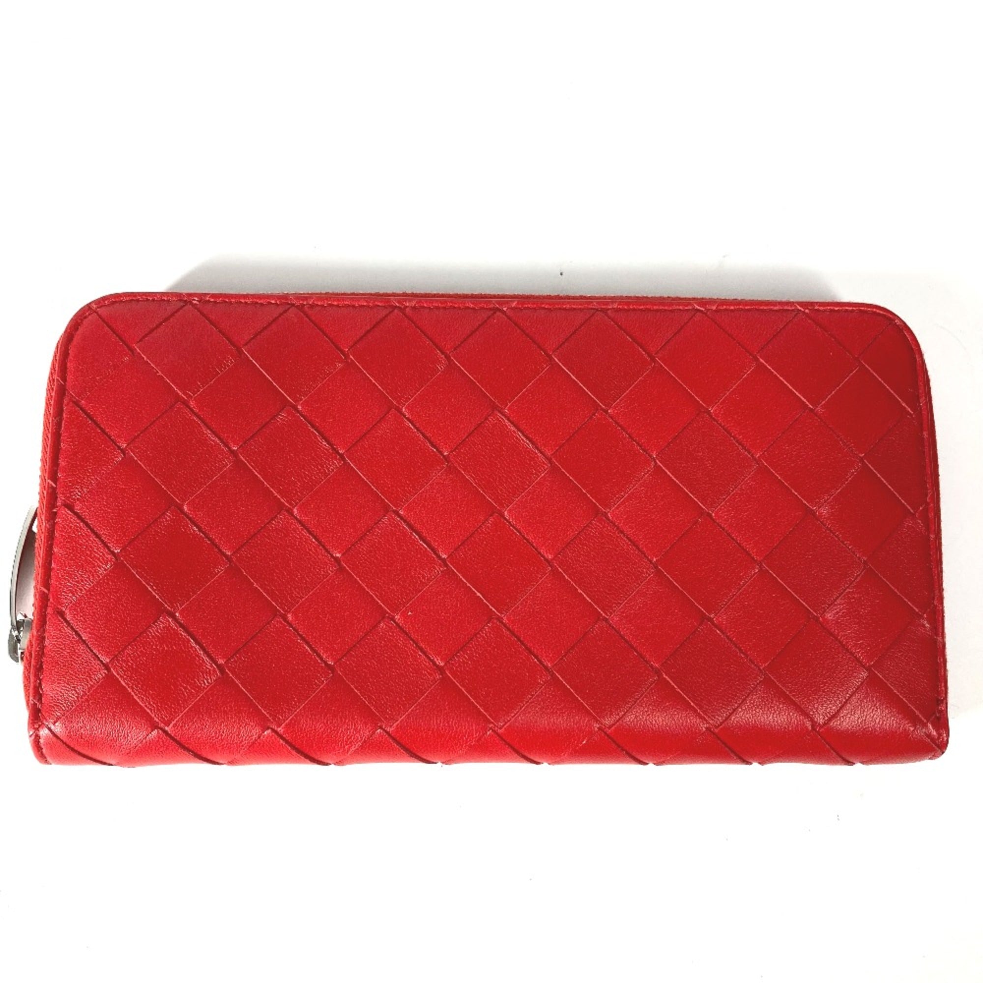 Bottega Veneta Red Leather Long Wallet (Bi-Fold) (Pre-Owned)
