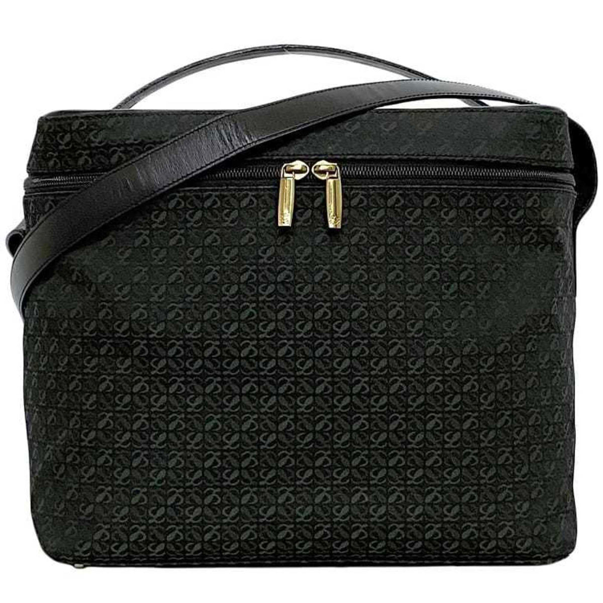 Loewe Black Green Canvas Leather Shoulder Bag (Pre-Owned)