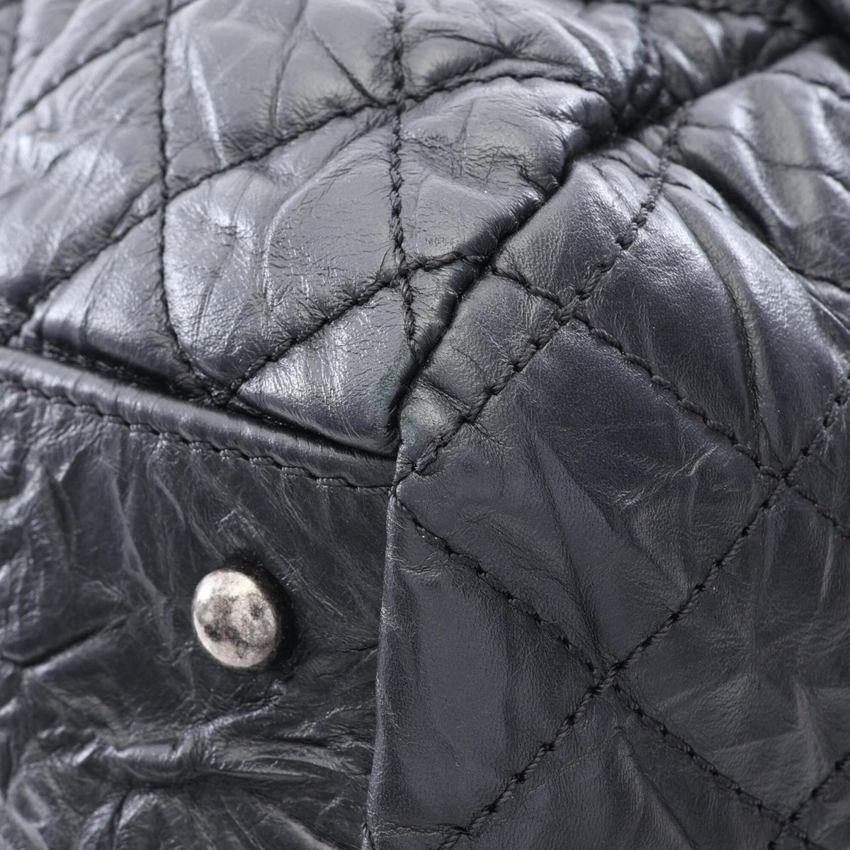 Chanel Black Leather Boston Bag Handbag (Pre-Owned)