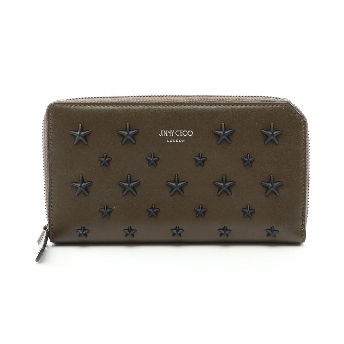 Jimmy Choo Khaki Leather Long Wallet (Bi-Fold) (Pre-Owned)