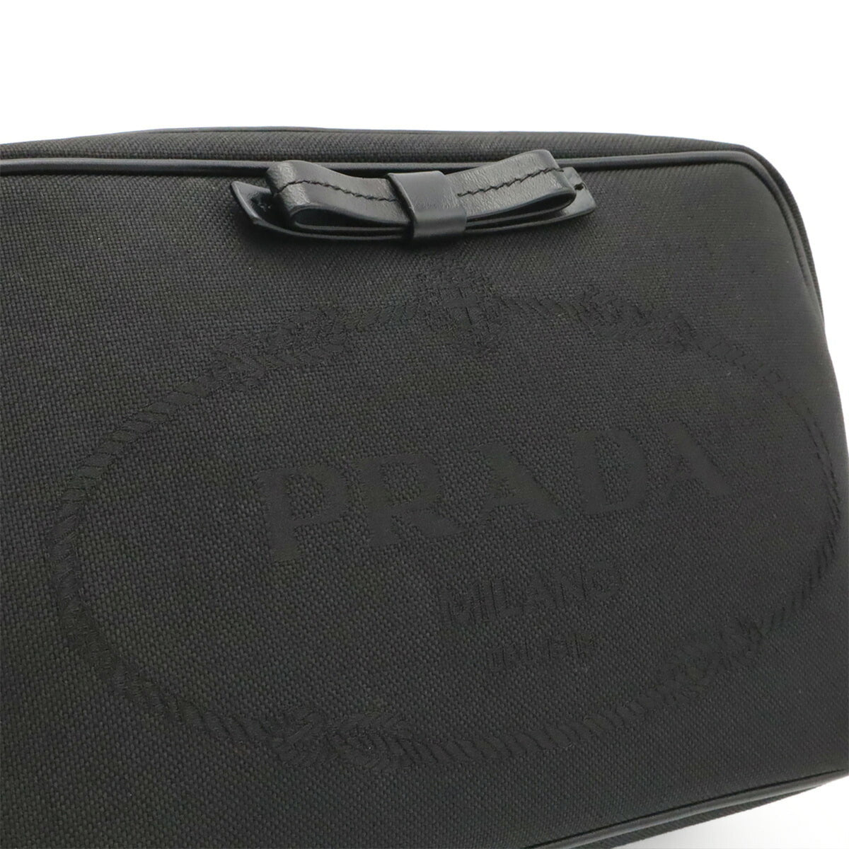 Prada Black Nero Canvas Leather Shoulder Bag (Pre-Owned)