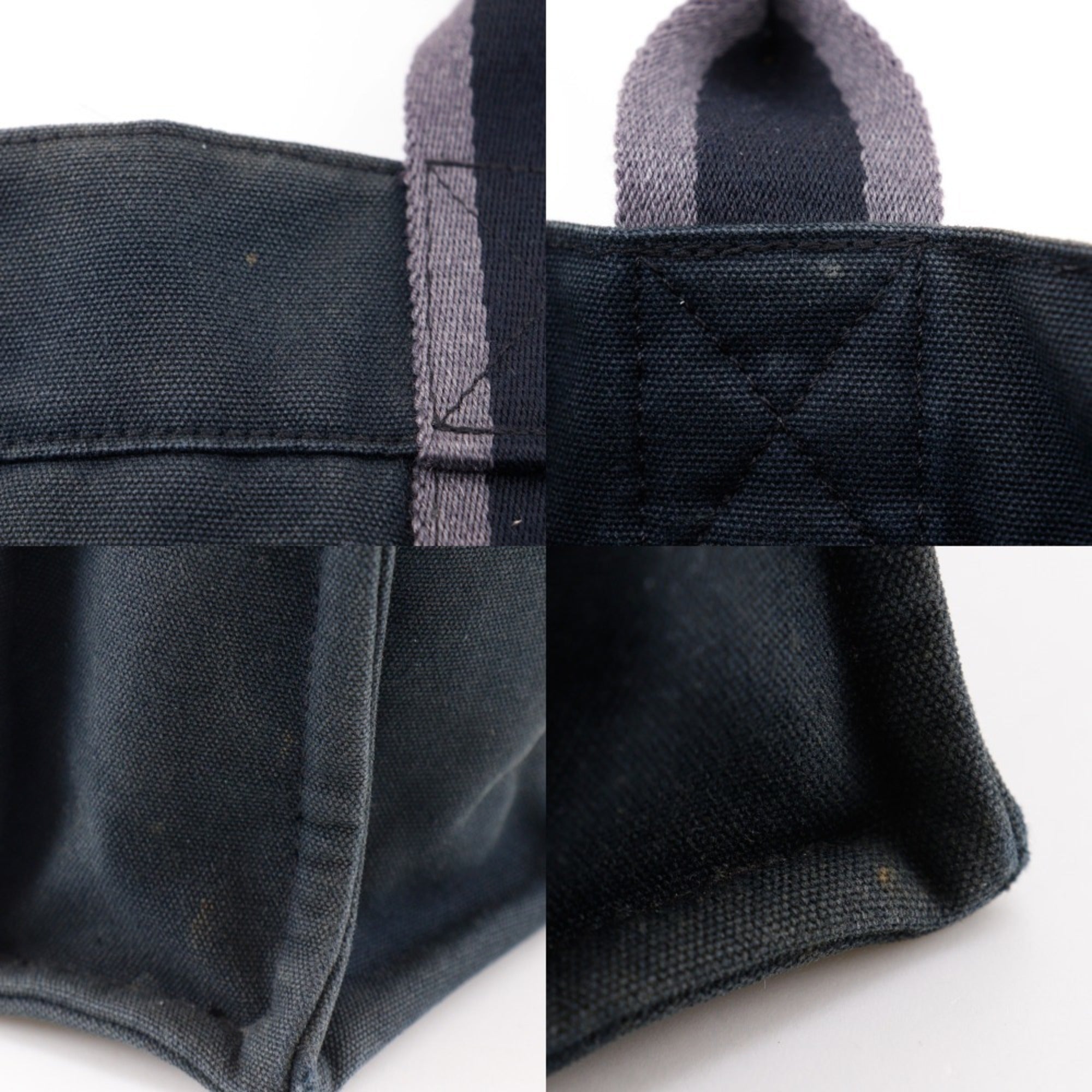 Hermes Black Cotton Canvas Handbag (Pre-Owned)