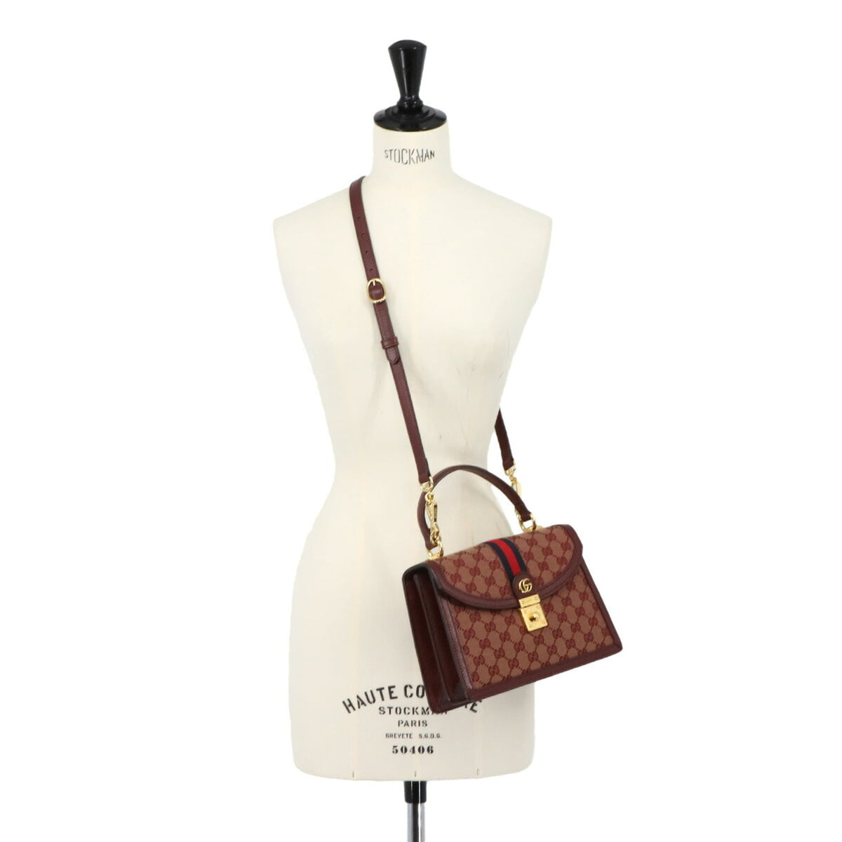 Gucci Red Color Gg Canvas Leather Handbag (Pre-Owned)