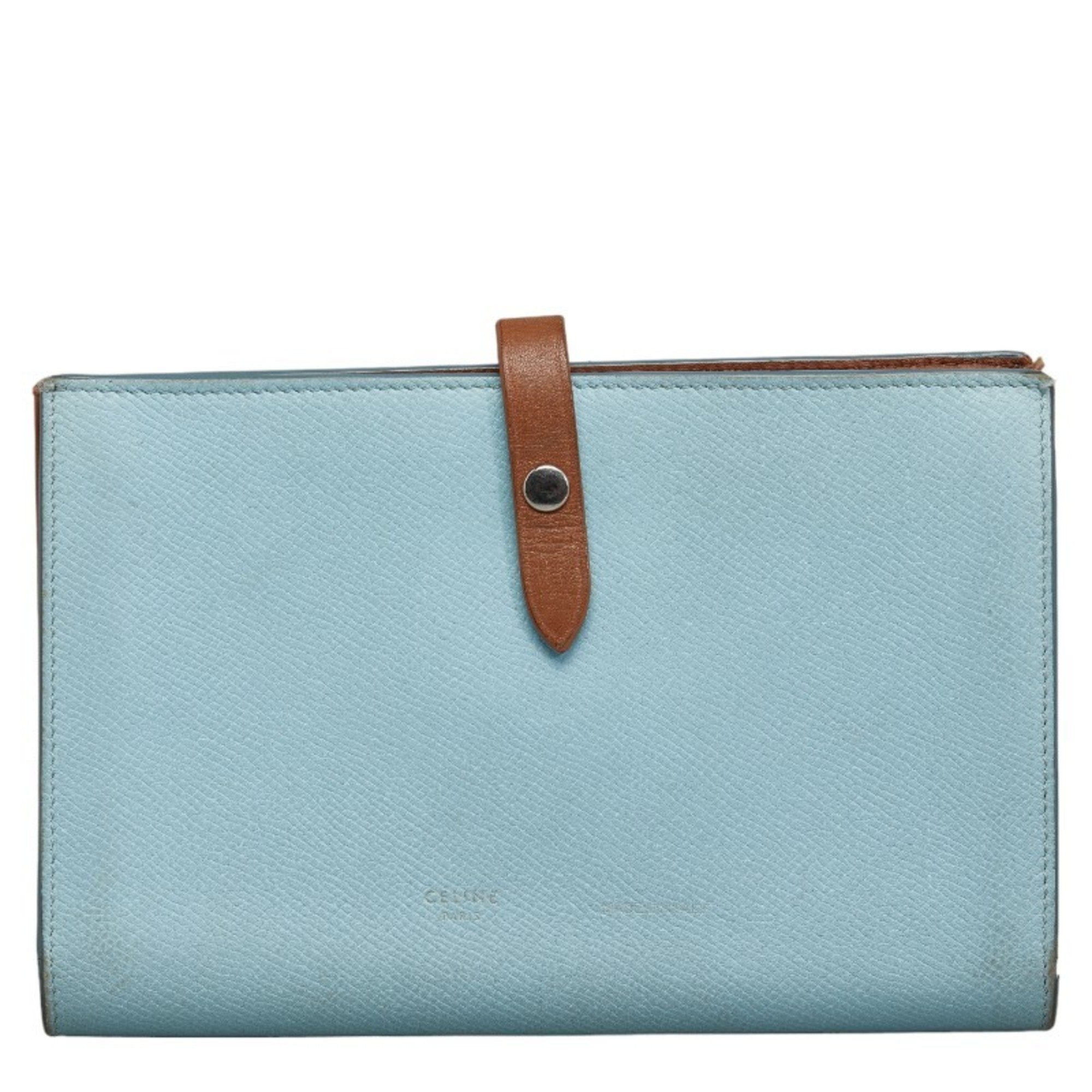 Celine Blue Brown Leather Wallet (Bi-Fold) (Pre-Owned)