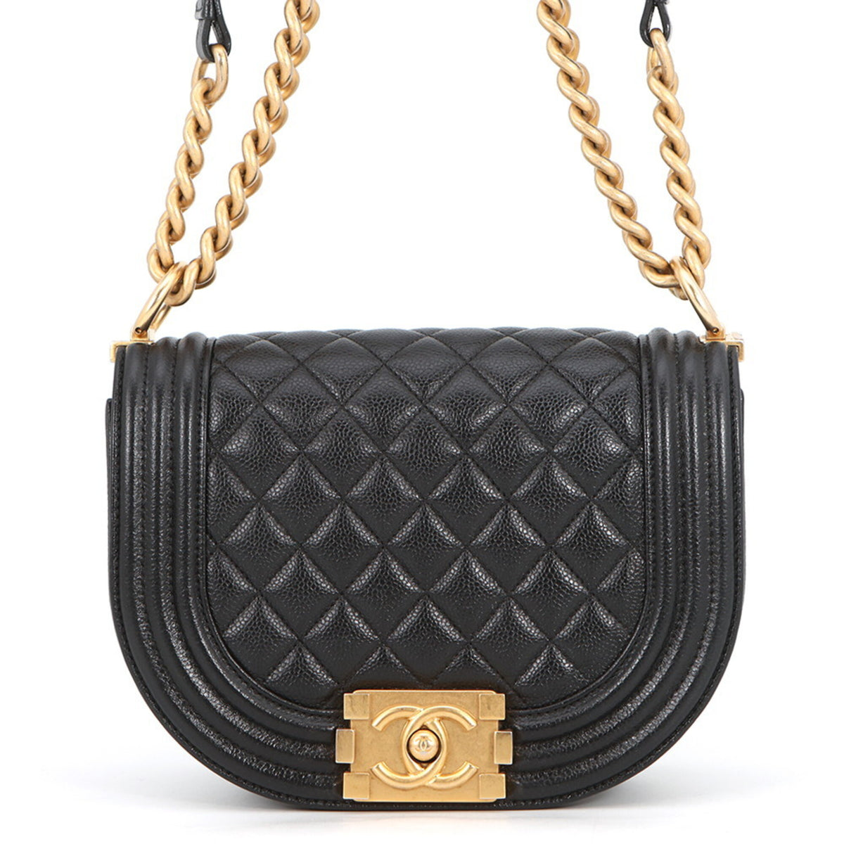 Chanel Black Grained Calfskin Handbag Shoulder Bag (Pre-Owned)