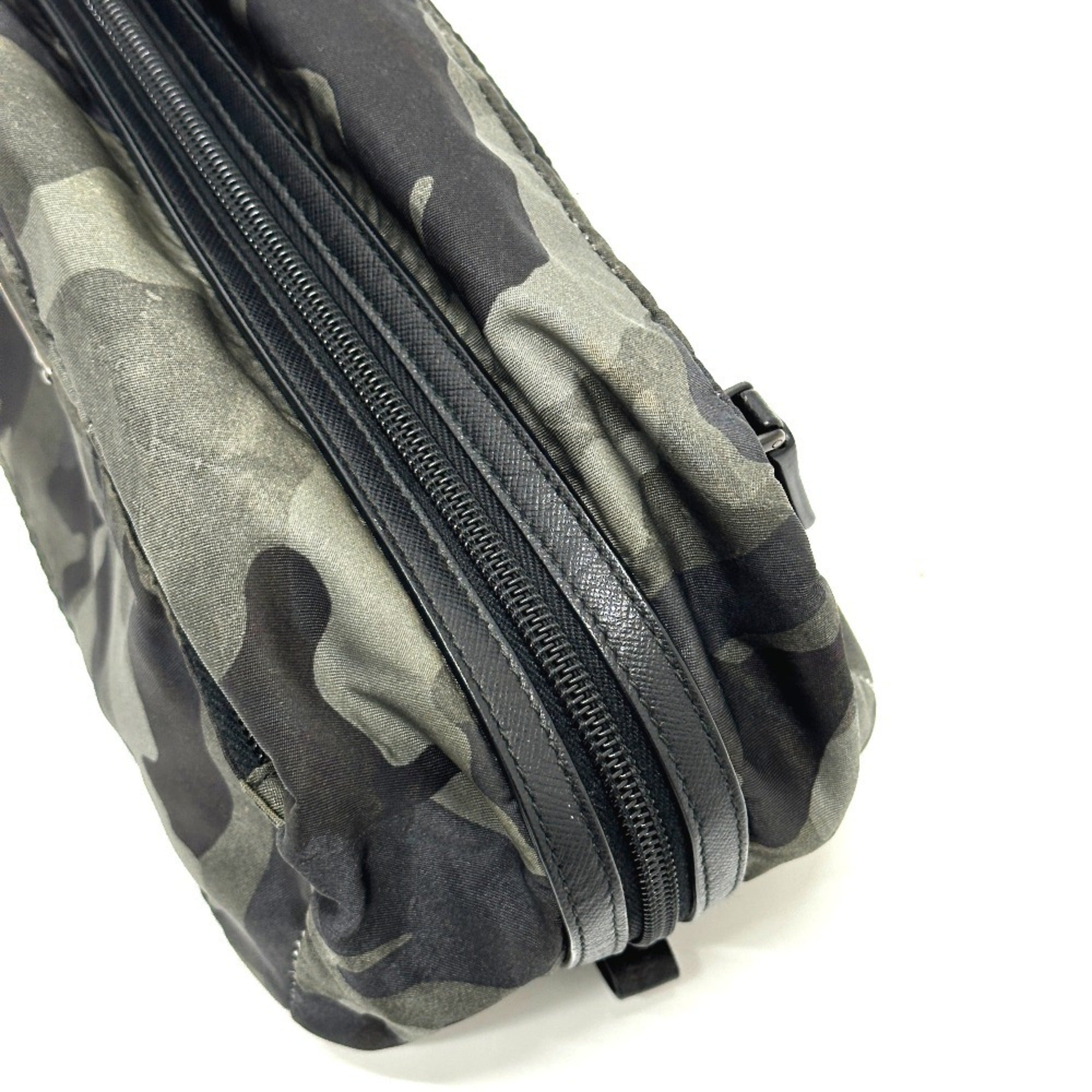 Prada Gray Nylon Clutch Bag Handbag (Pre-Owned)