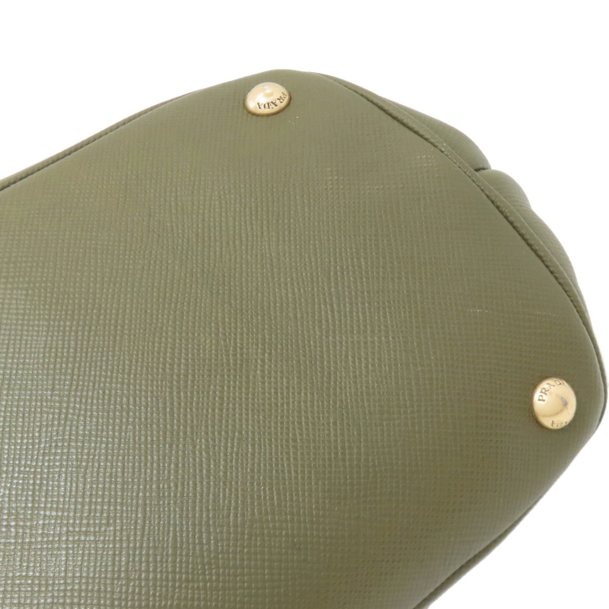Prada Saffiano Green Saffiano Handbag (Pre-Owned)