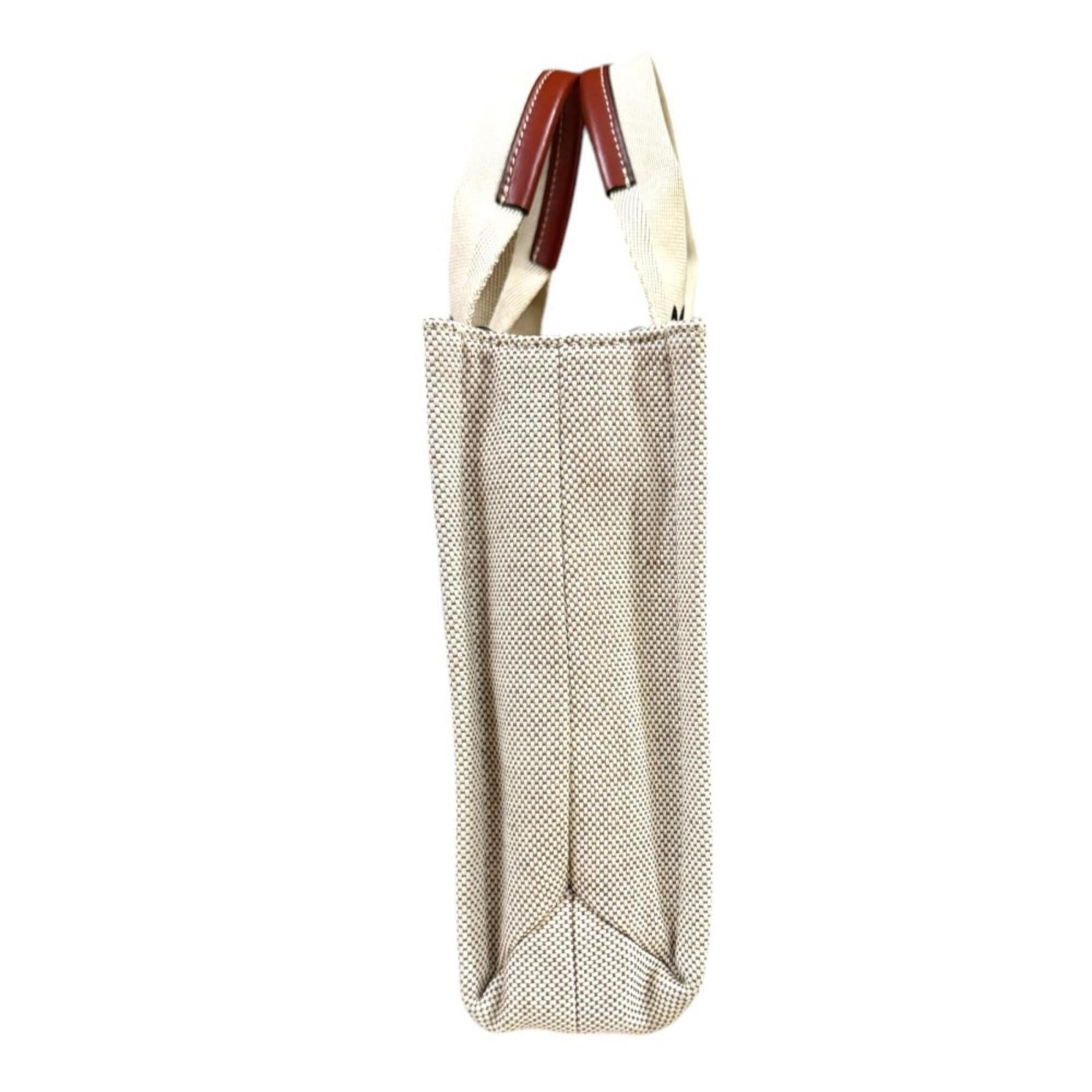 Chloé Beige Brown Canvas Leather Handbag (Pre-Owned)