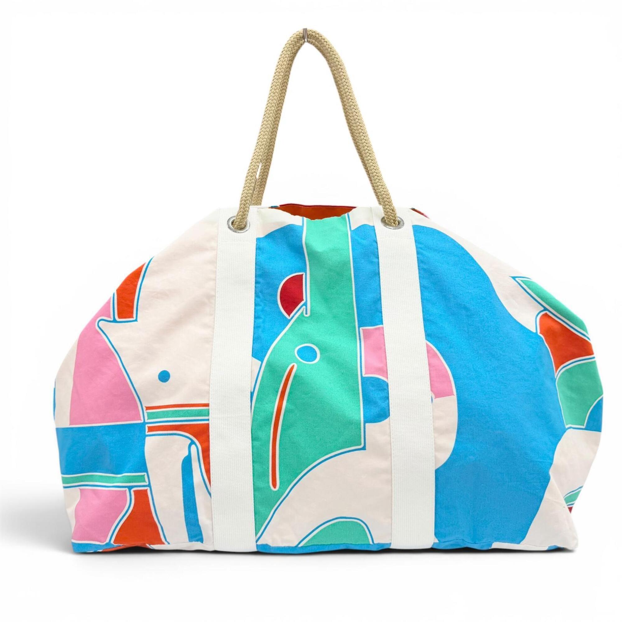 Hermes Multi-Color Cotton Beach Bag Tote Bag (Pre-Owned)