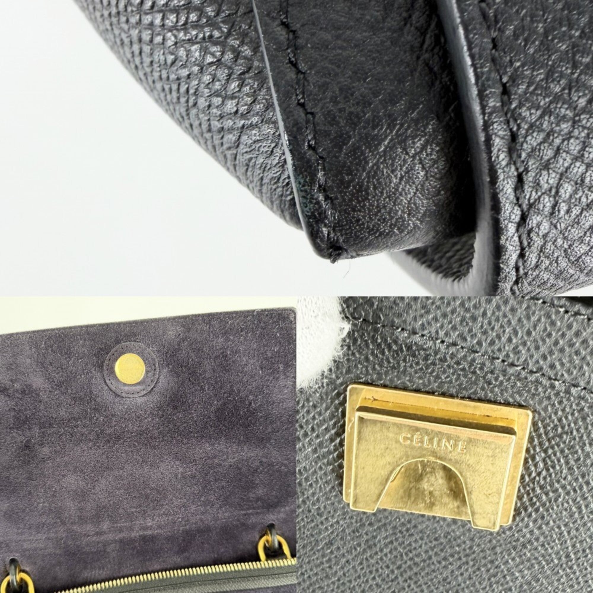 Celine Black Leather Handbag Shoulder Bag (Pre-Owned)