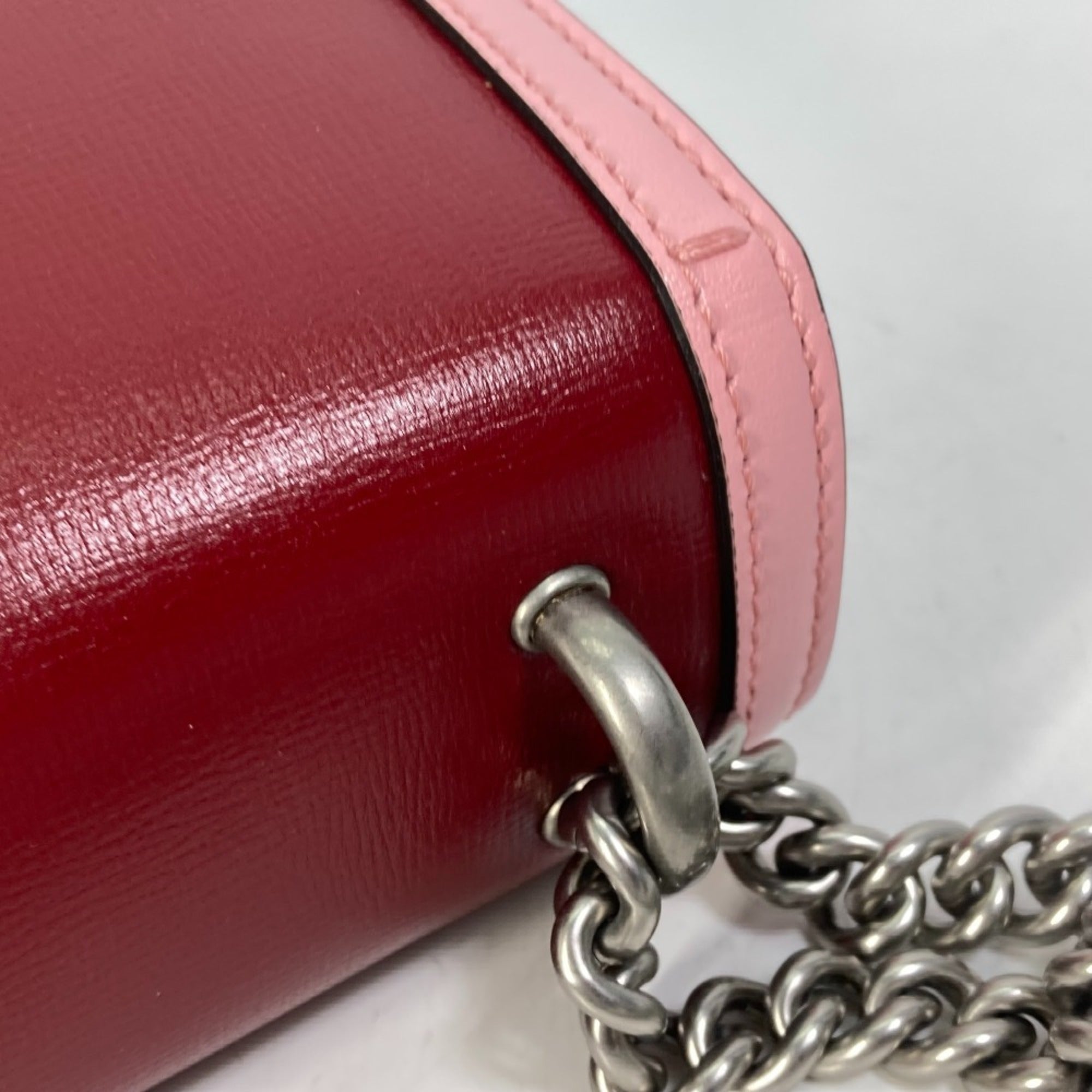 Gucci Pink Red Color Leather Shoulder Bag (Pre-Owned)