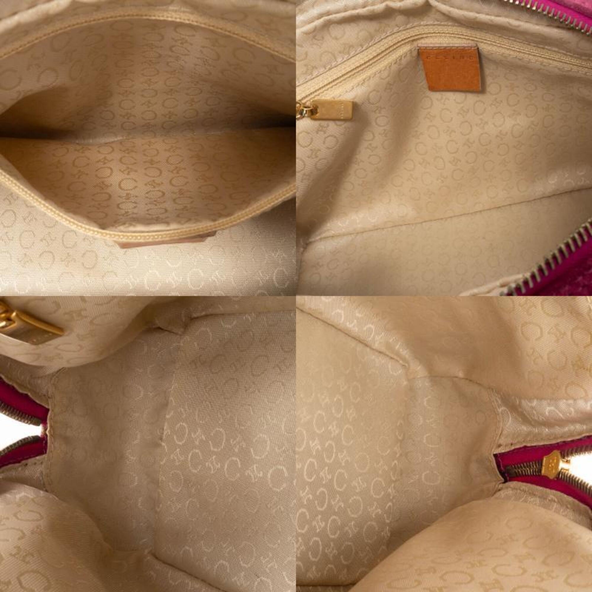 Celine Macadam Camel Purple Suede Leather Handbag (Pre-Owned)