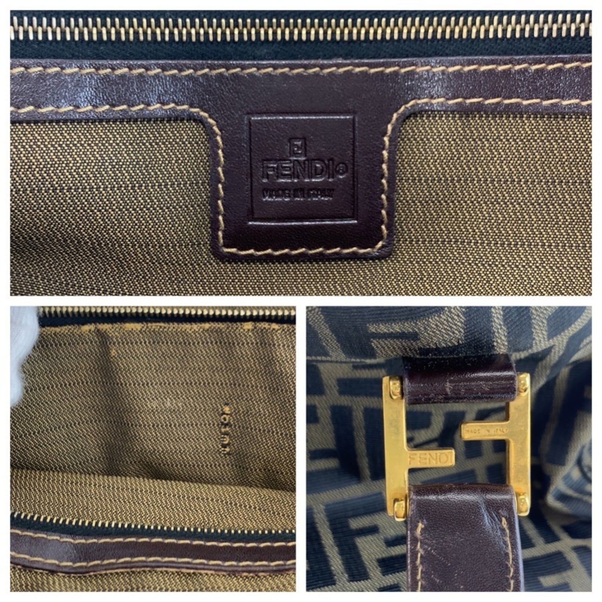 Fendi Brown Canvas Handbag Tote Bag (Pre-Owned)
