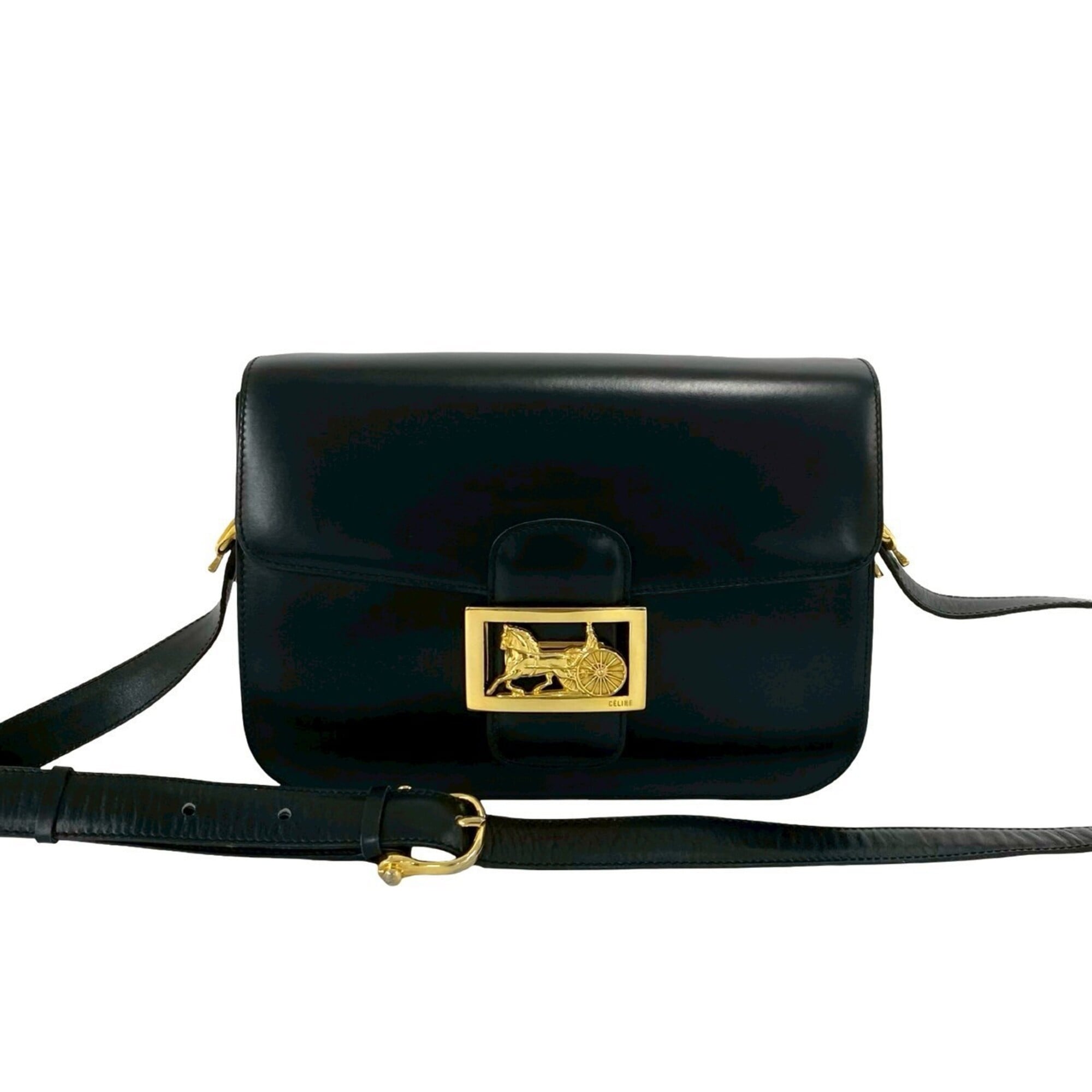 Celine Black Leather Pochette Shoulder Bag (Pre-Owned)
