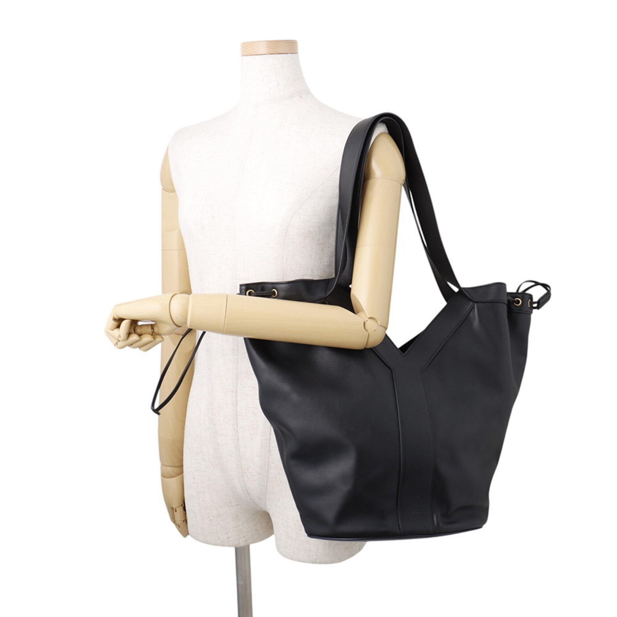 Yves Saint Laurent Black Leather Handbag Tote Bag (Pre-Owned)