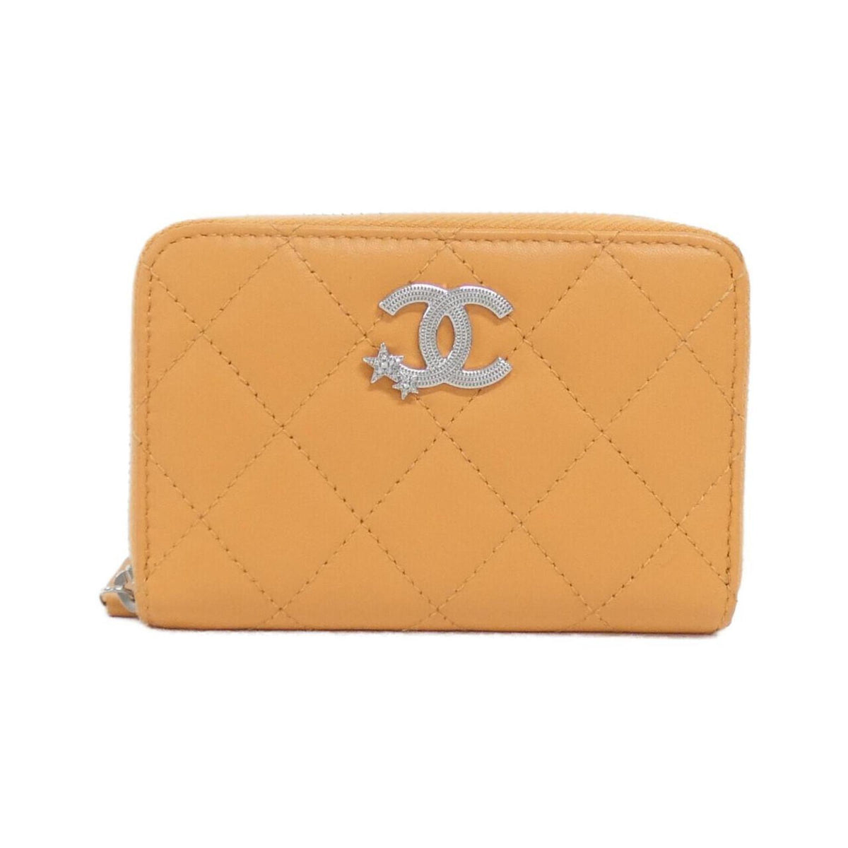Chanel Orange Leather Coin Purse/Coin Case (Pre-Owned)