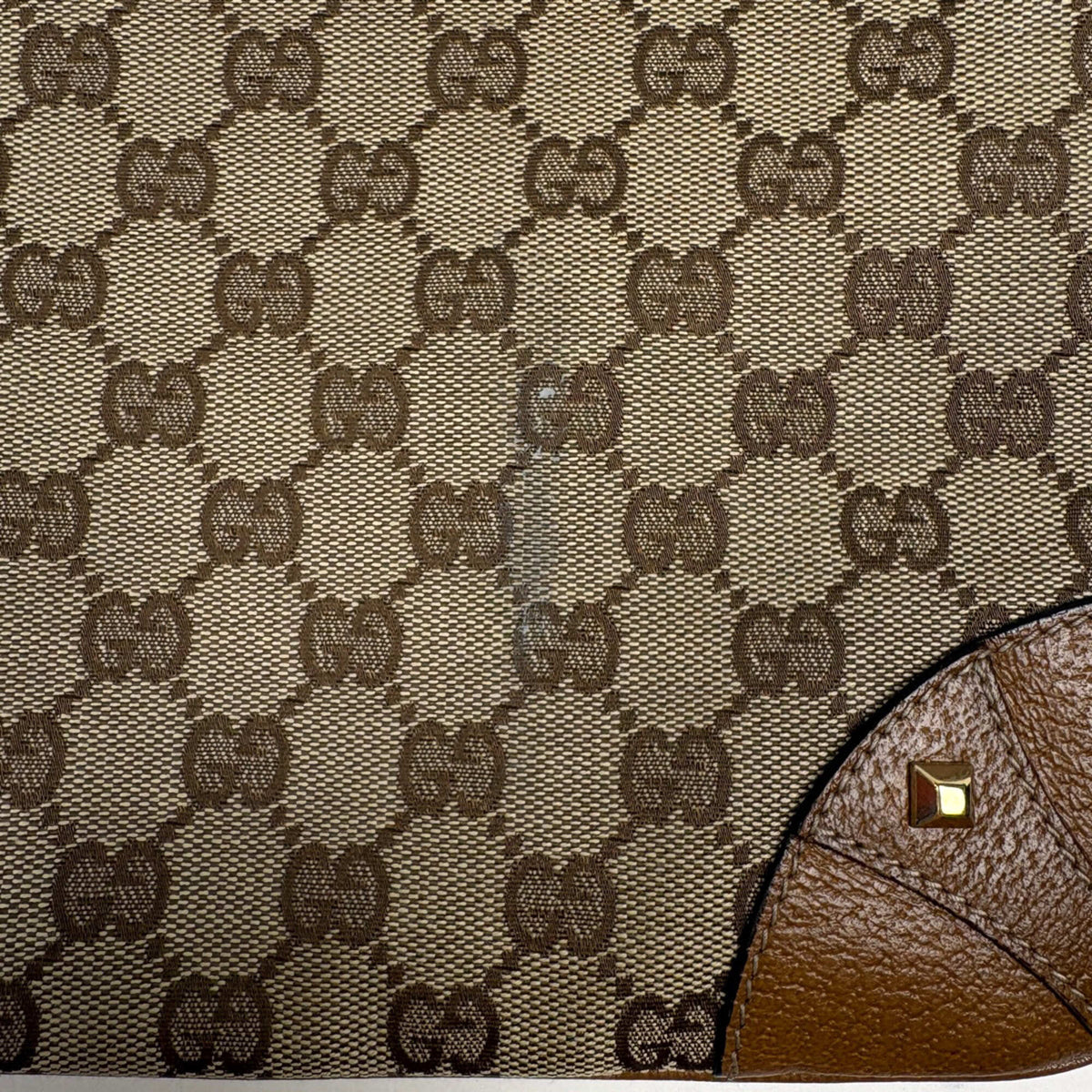 Gucci Beige Brown Gg Canvas Leather Shoulder Bag (Pre-Owned)