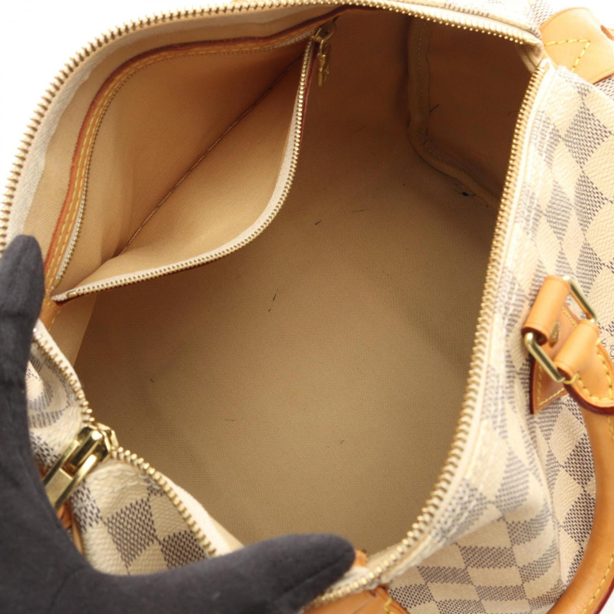 Louis Vuitton White Damier Azur Coated Canvas Leather Handbag (Pre-Owned)