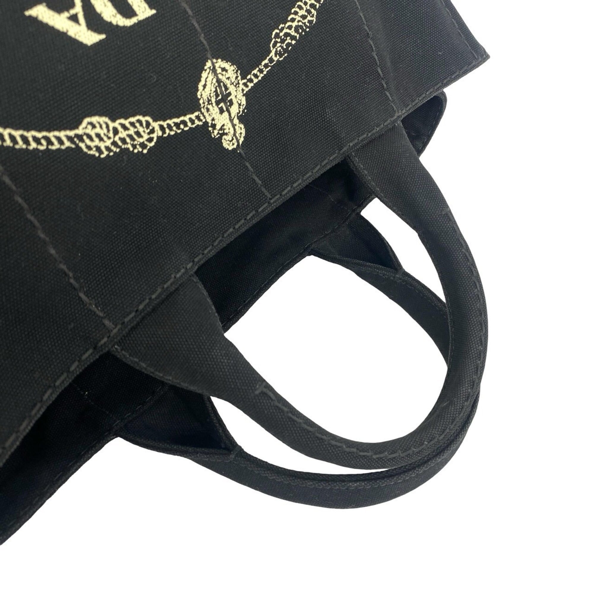 Prada Black Canvas Handbag Shoulder Bag Tote Bag (Pre-Owned)