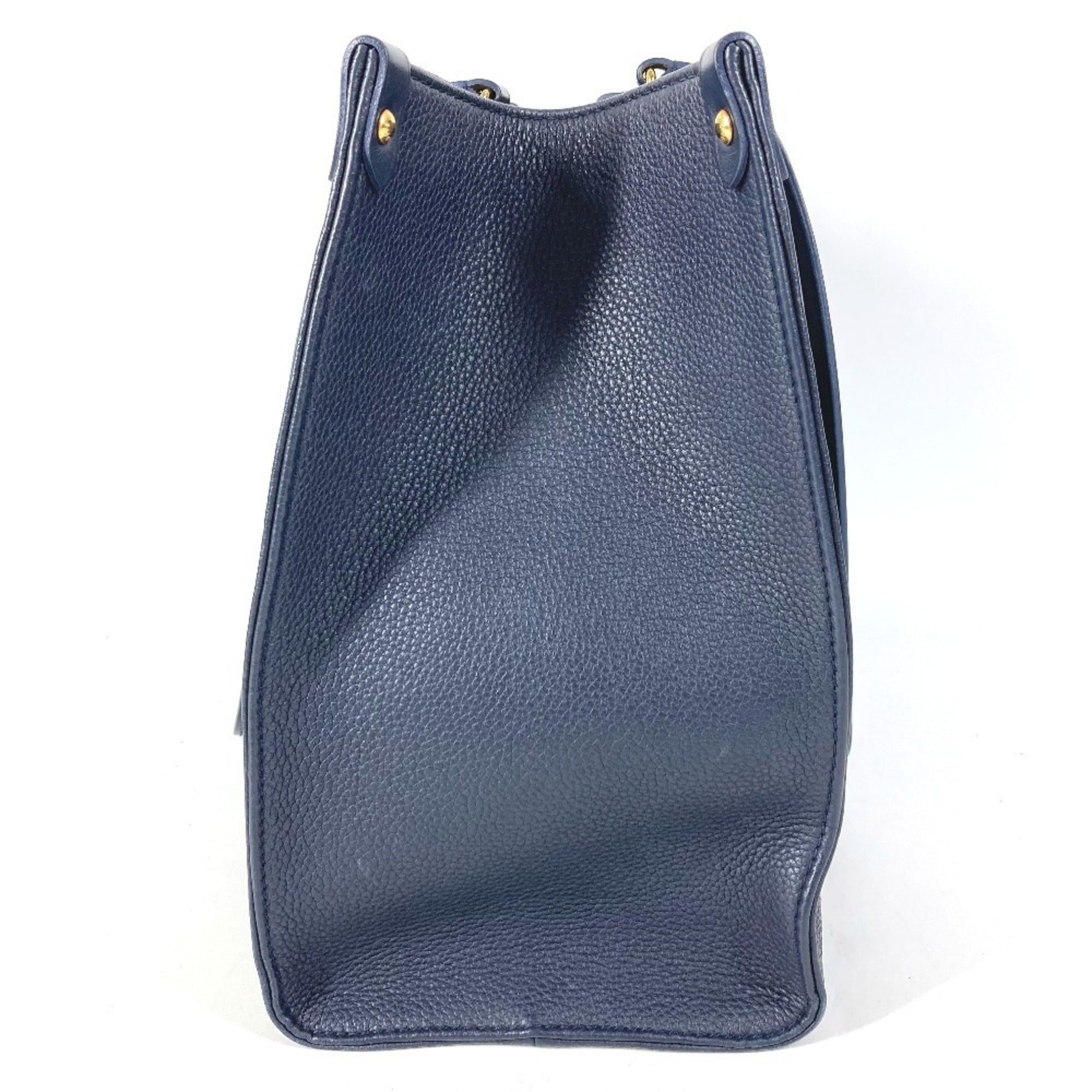 Louis Vuitton Navy White Leather Shoulder Bag Tote Bag (Pre-Owned)