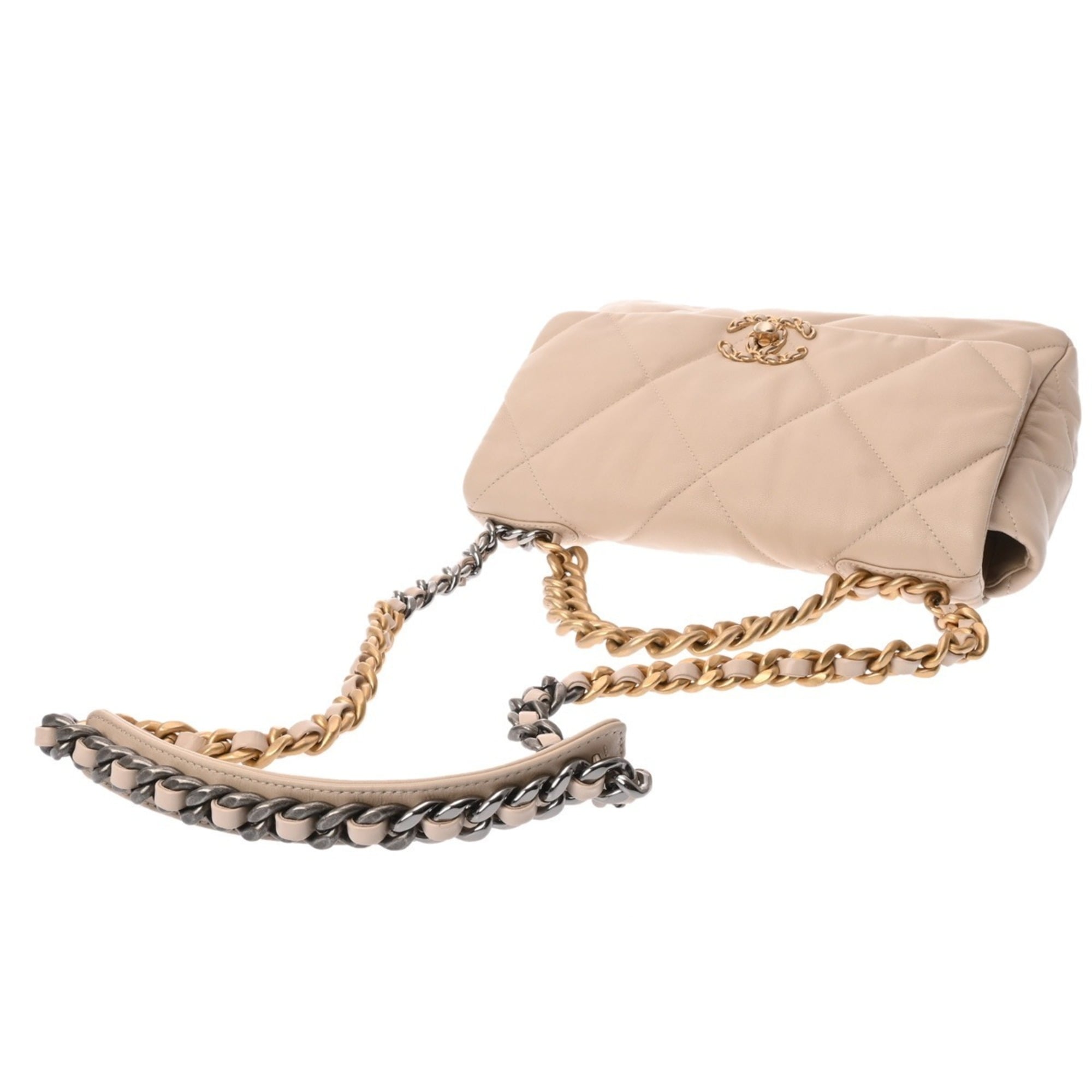 Chanel Beige Leather Handbag Shoulder Bag (Pre-Owned)