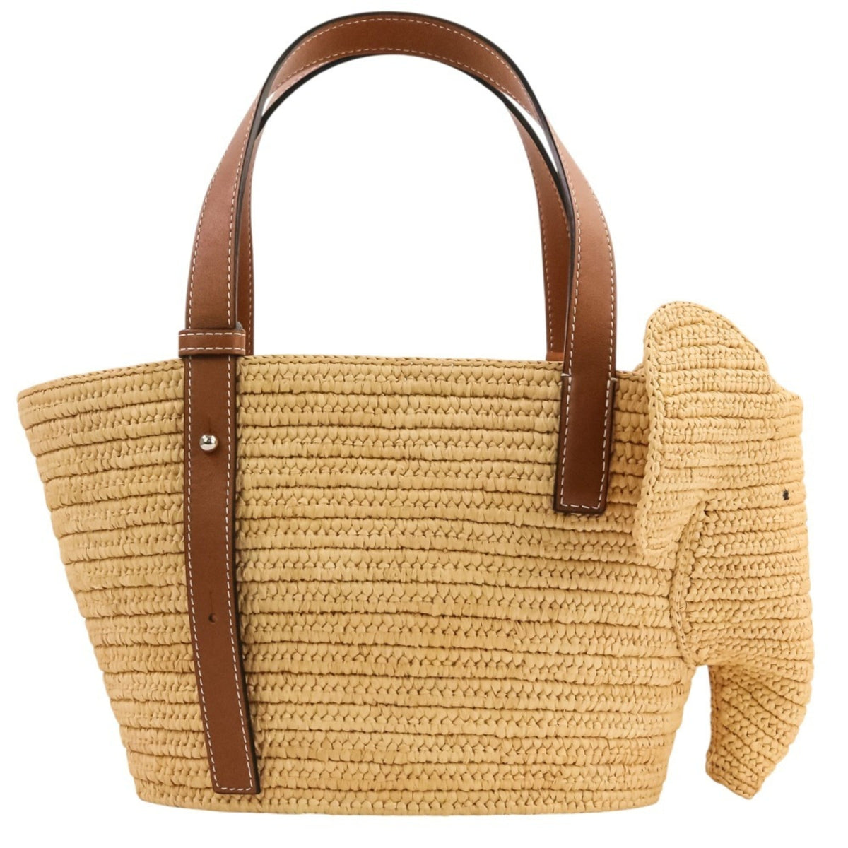 Loewe Brown Raffia Leather Basket Handbag Tote Bag (Pre-Owned)