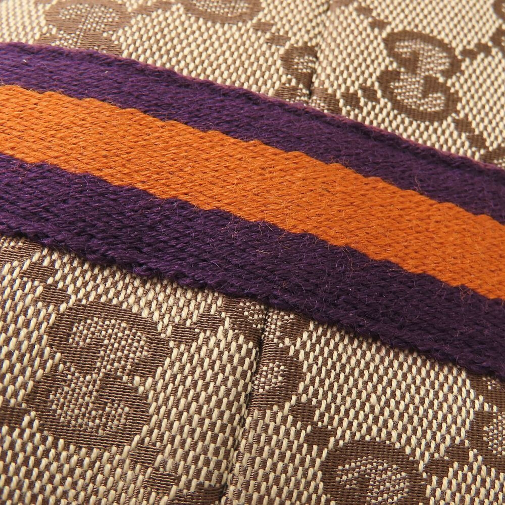 Gucci Sherry Line Beige Orange Purple Gg Canvas Leather Handbag (Pre-Owned)