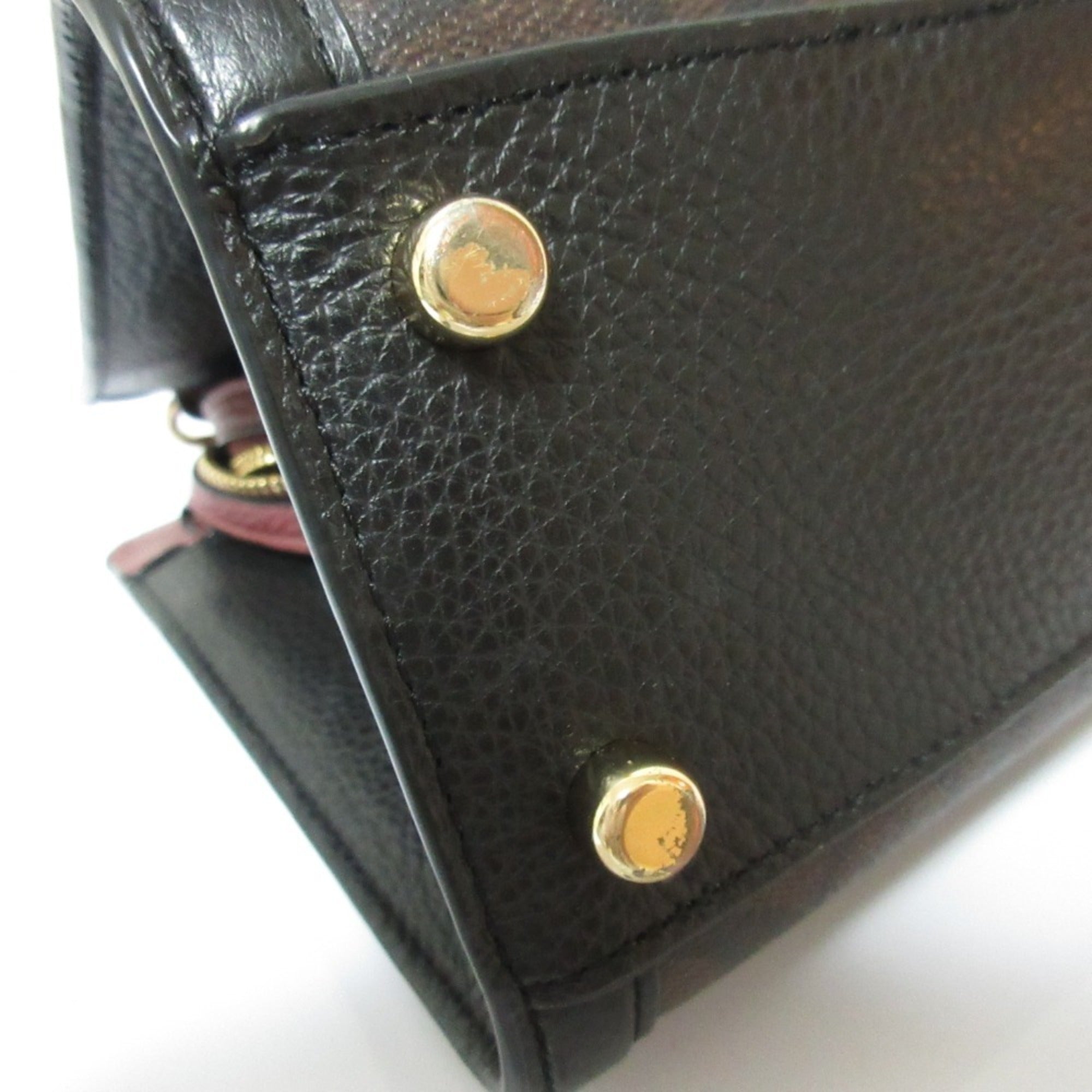 Coach Signature Black Bordeaux Brown Signature Line Handbag Shoulder Bag (Pre-Owned)