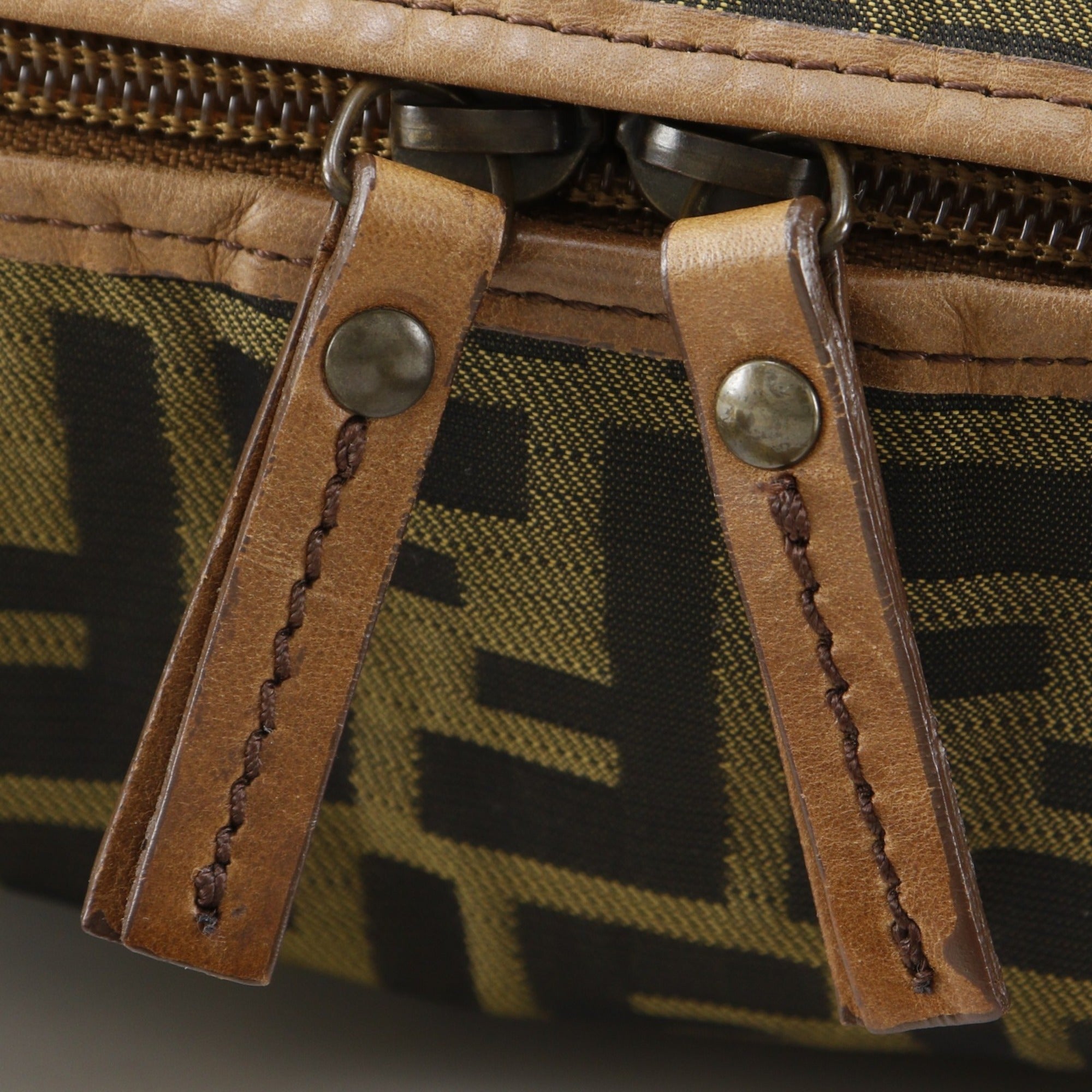 Fendi Zucca Brown Nylon Canvas Boston Bag (Pre-Owned)