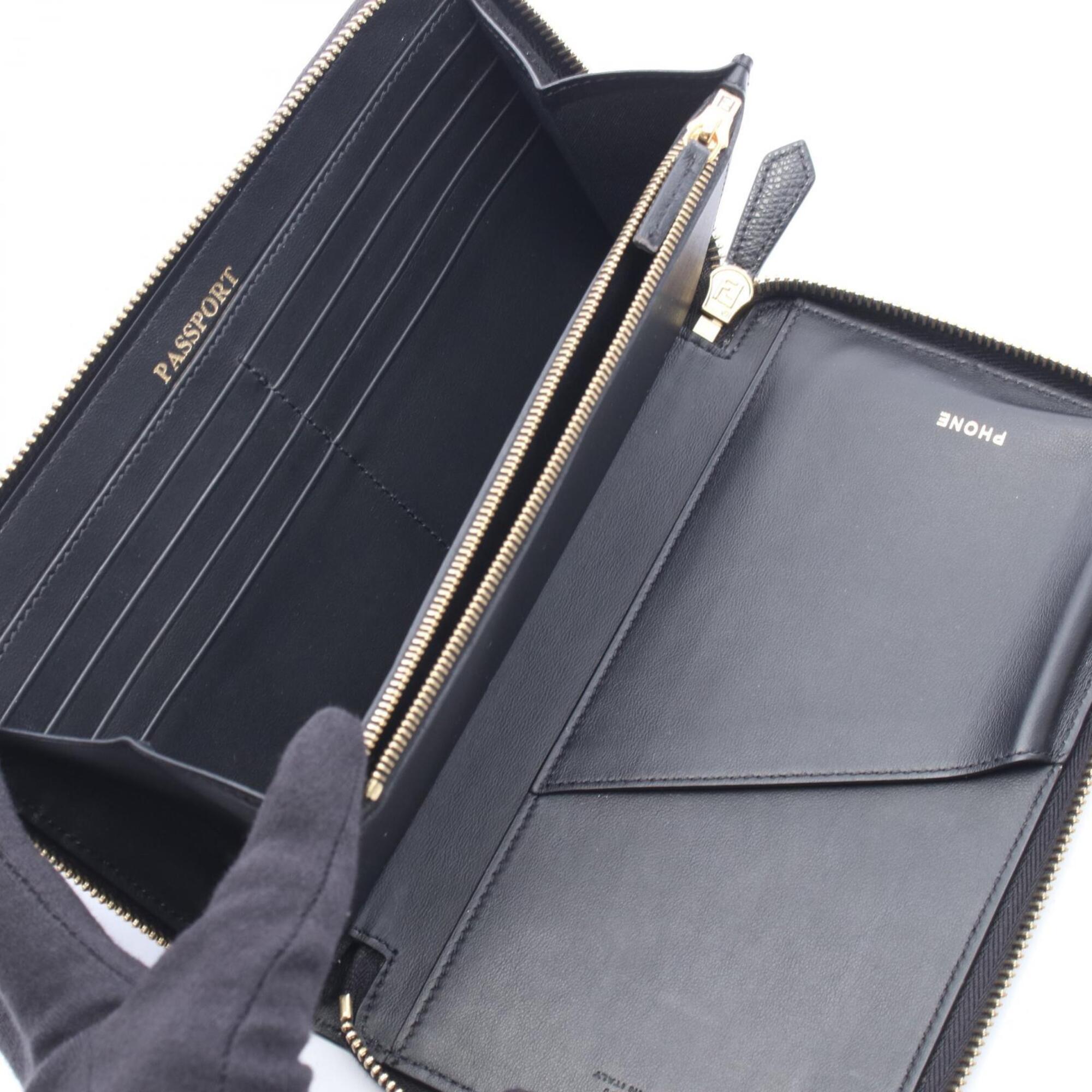 Fendi Black Leather Long Wallet (Bi-Fold) (Pre-Owned)
