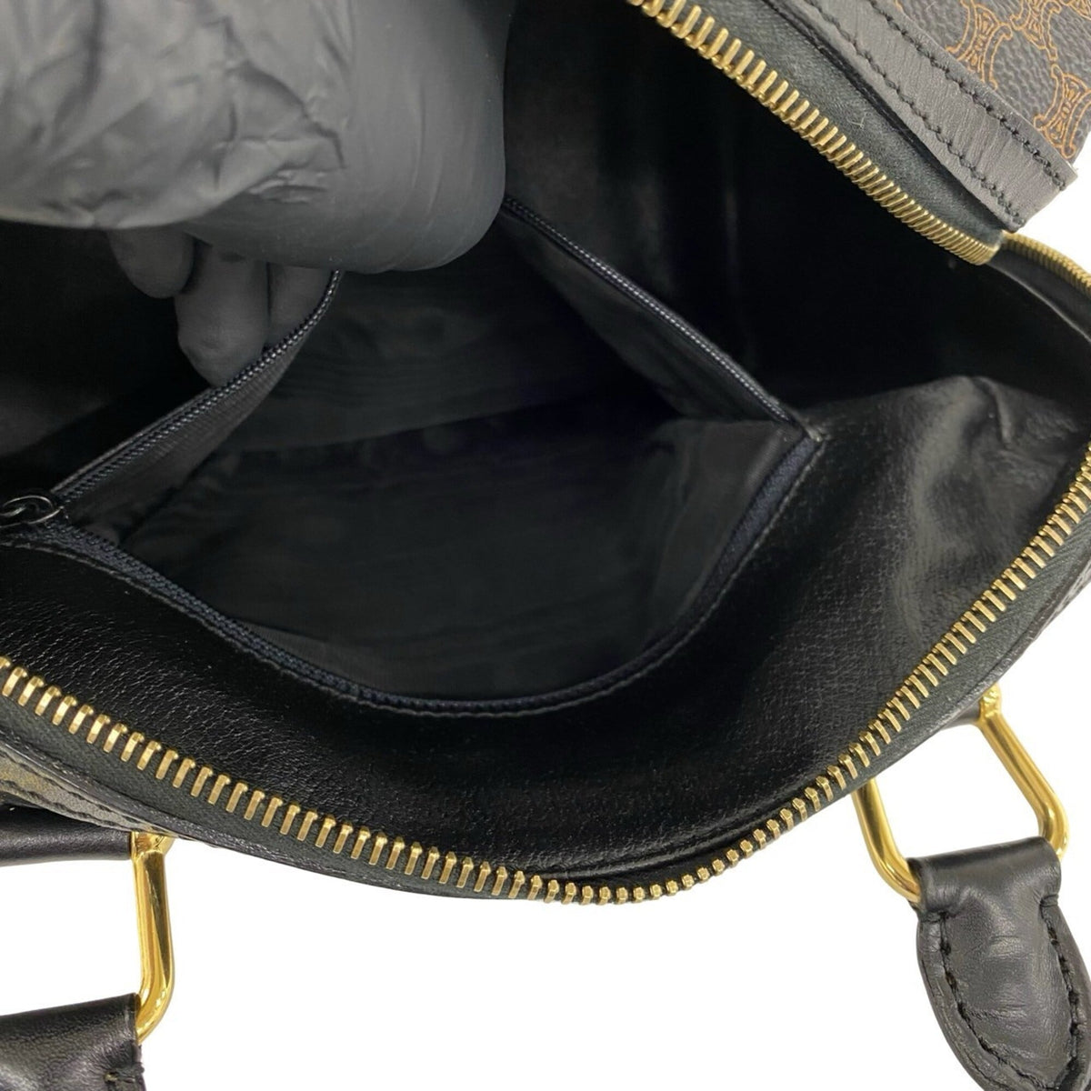 Celine Black Brown Leather Pvc Boston Bag Handbag (Pre-Owned)