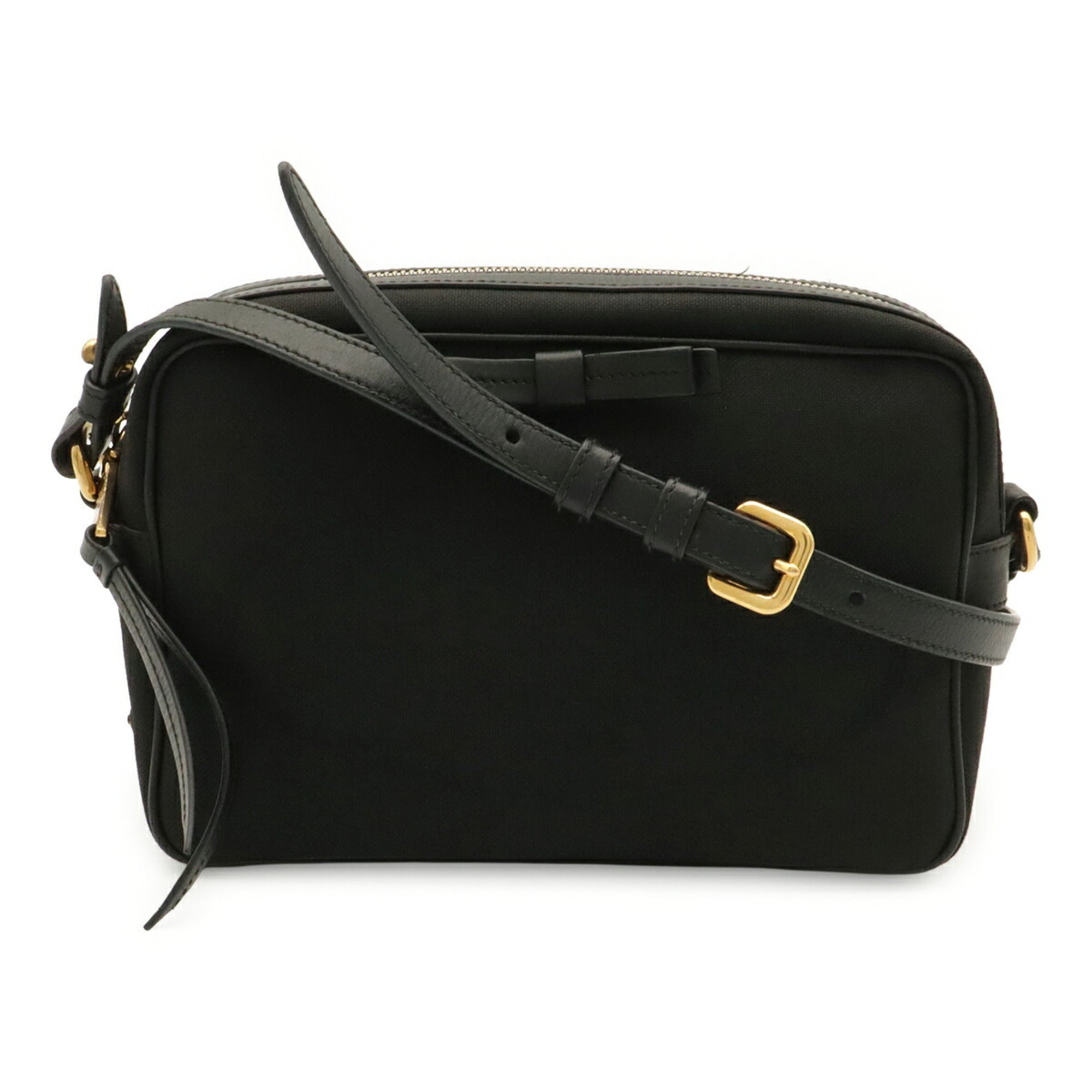 Prada Black Nero Canvas Leather Shoulder Bag (Pre-Owned)