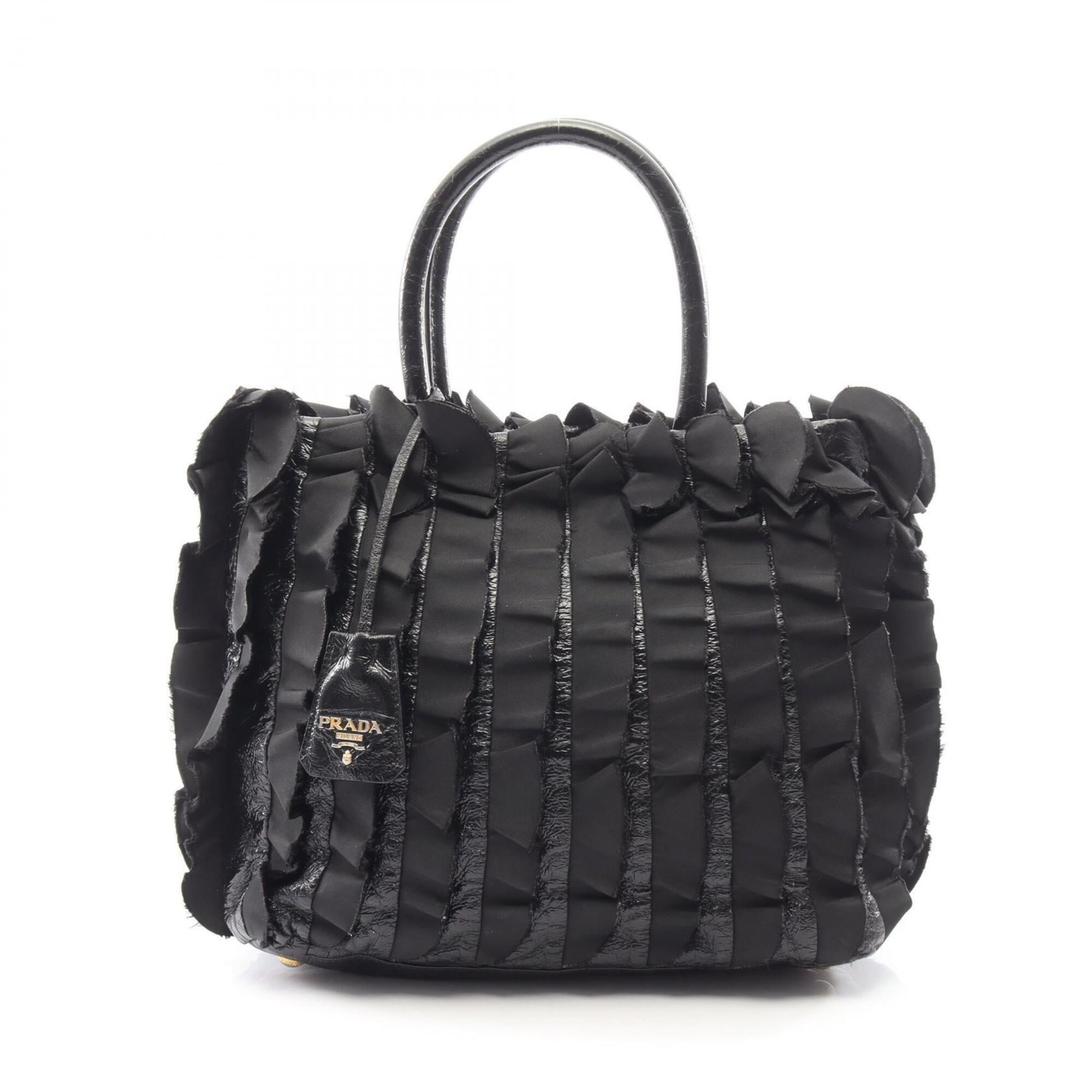 Prada Black Nylon Patent Leather Handbag (Pre-Owned)