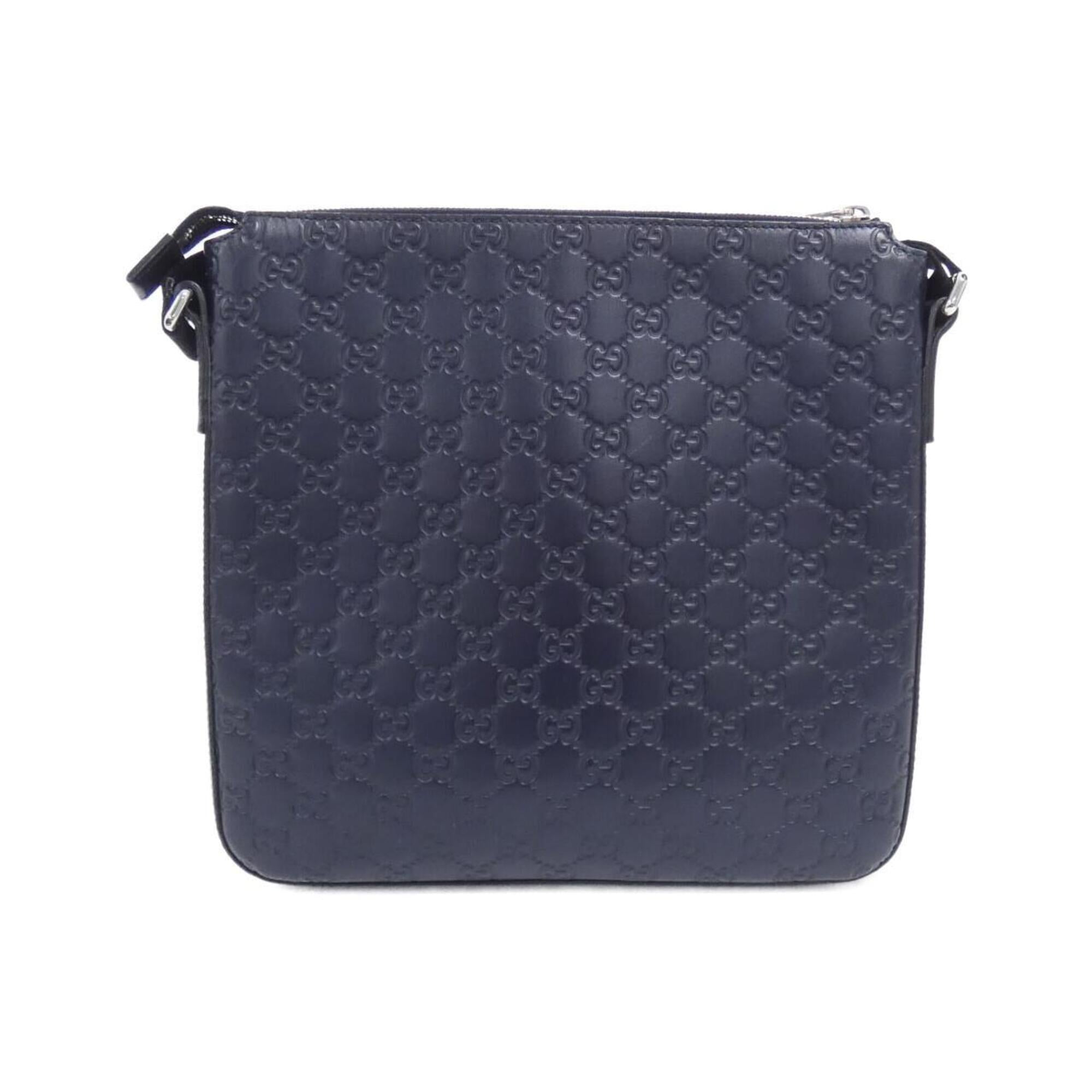 Gucci Navy Gg Leather Shoulder Bag (Pre-Owned)